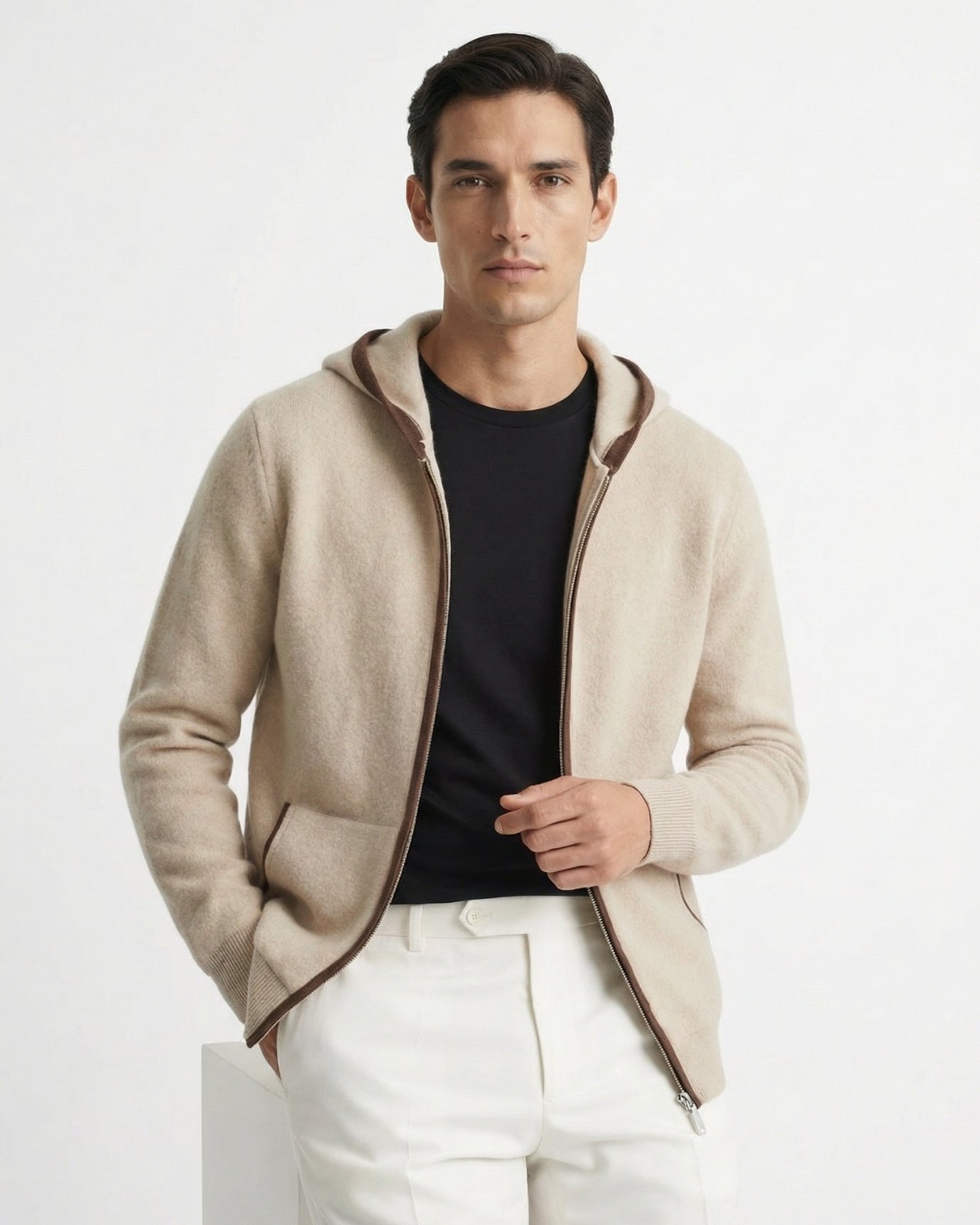 Cashmere Zipper Hooded Cardigan Limited Edition