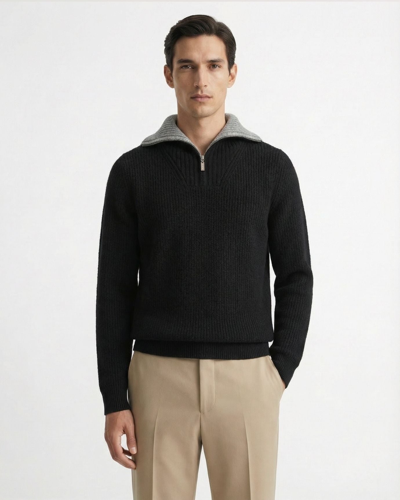 Half-Zip Cashmere Wool Sweater