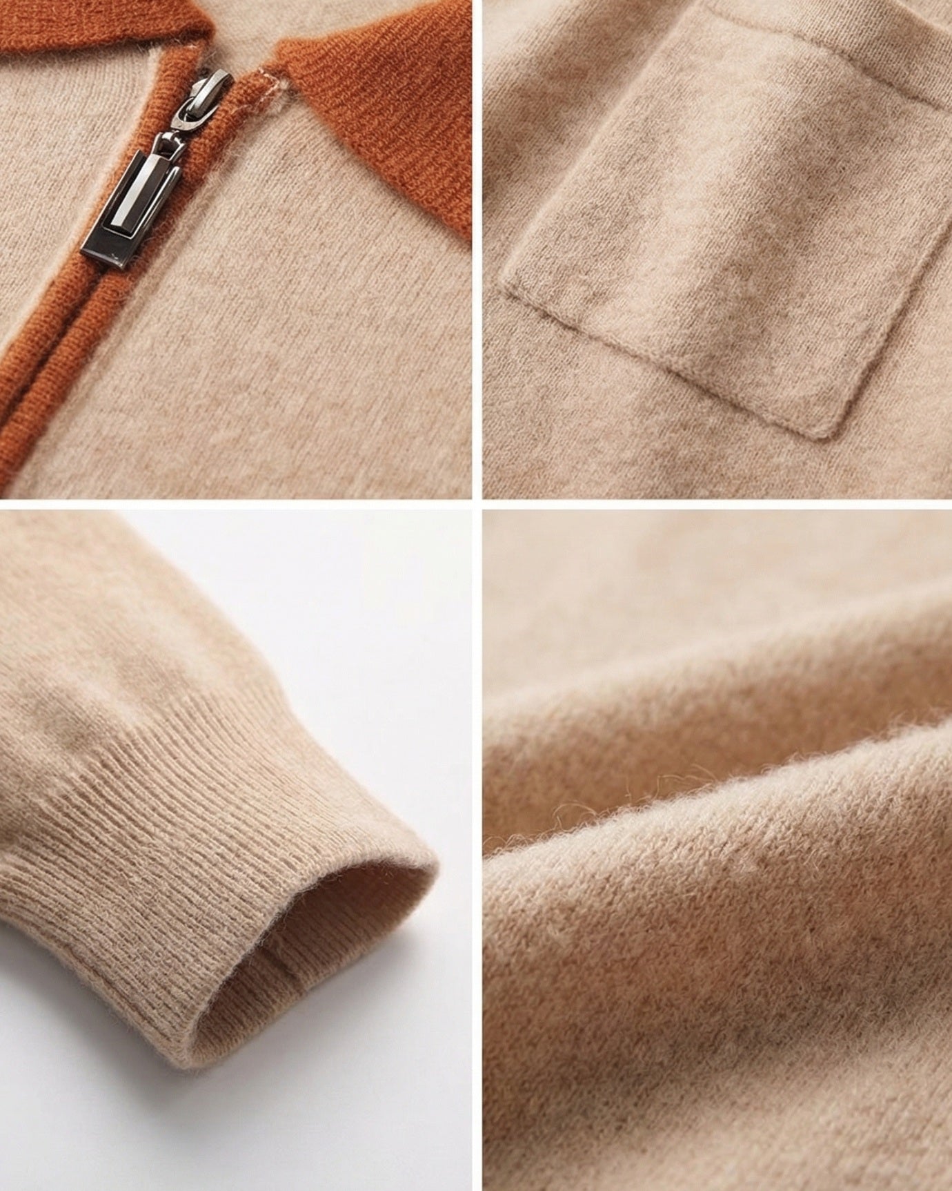 Cashmere Sweater Zipper Polo Business Casual