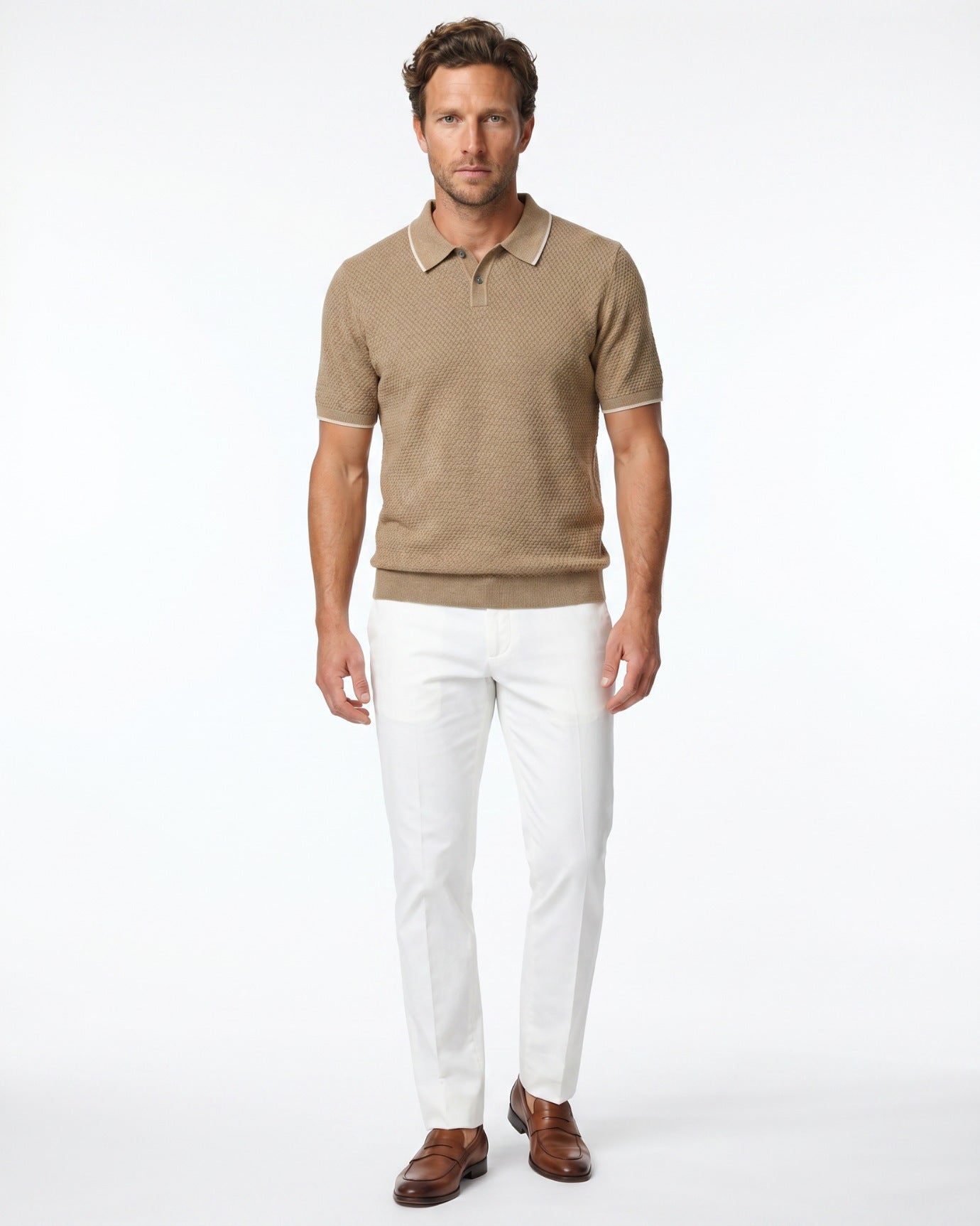 Kaschmir-Polo-Shirt, Kurzarm, Business Casual