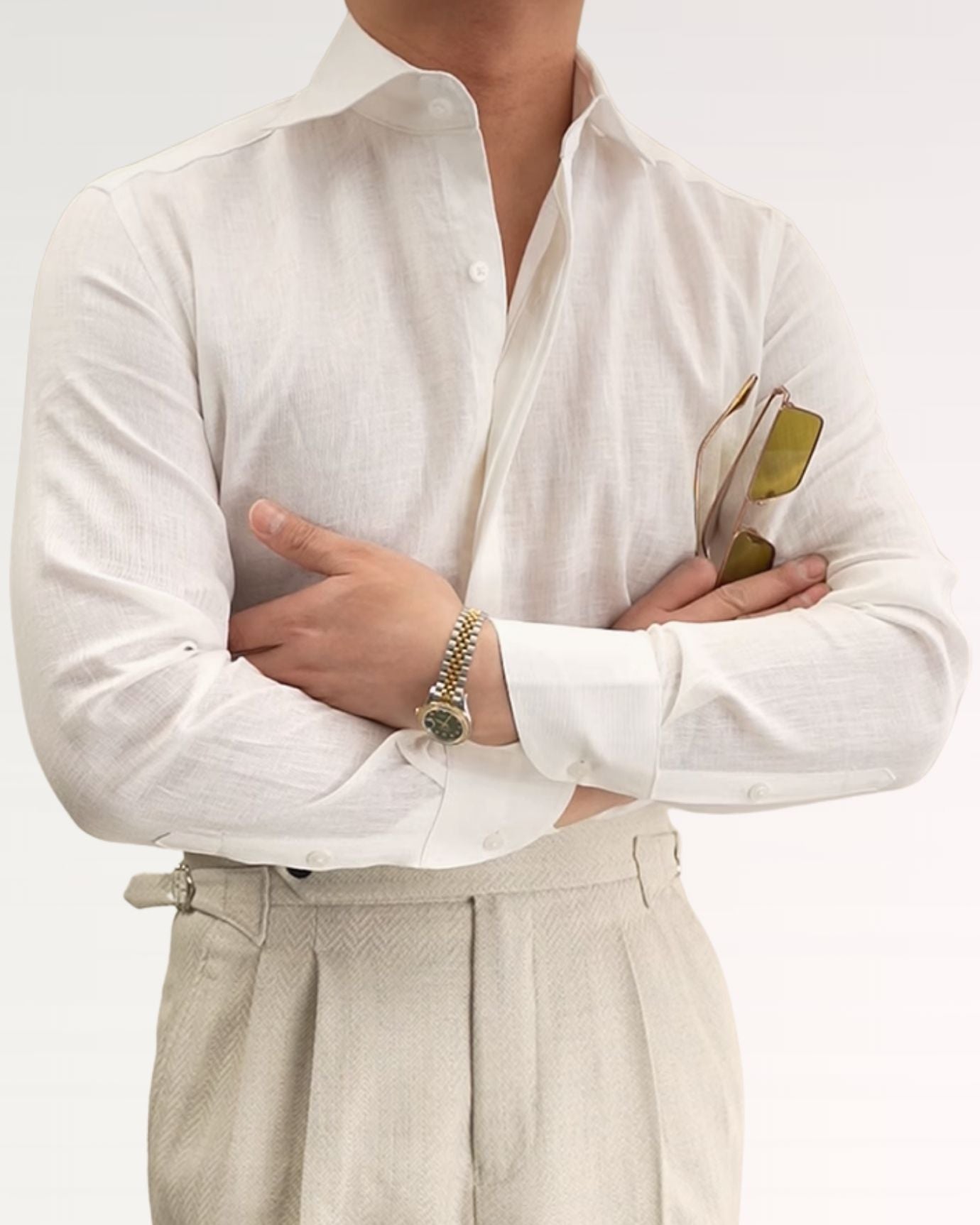 men's relaxed fit linen shirt with classic Parisian elegance
