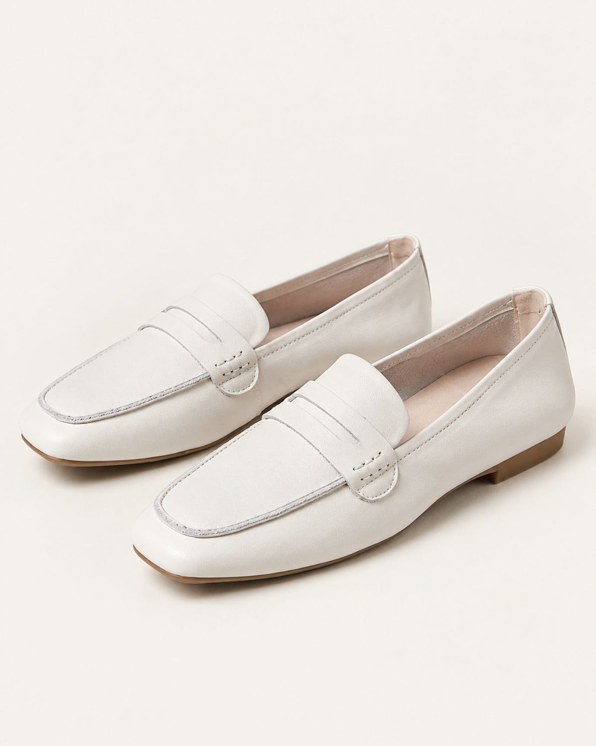 Genuine Leather Square-Toe Slip-On Old Money Loafers