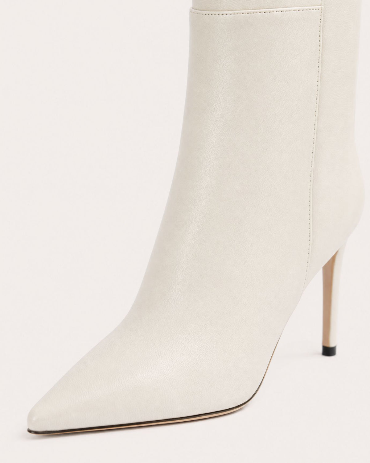 Pointed-Toe Straight-Shaft High-Heel Leather Boots