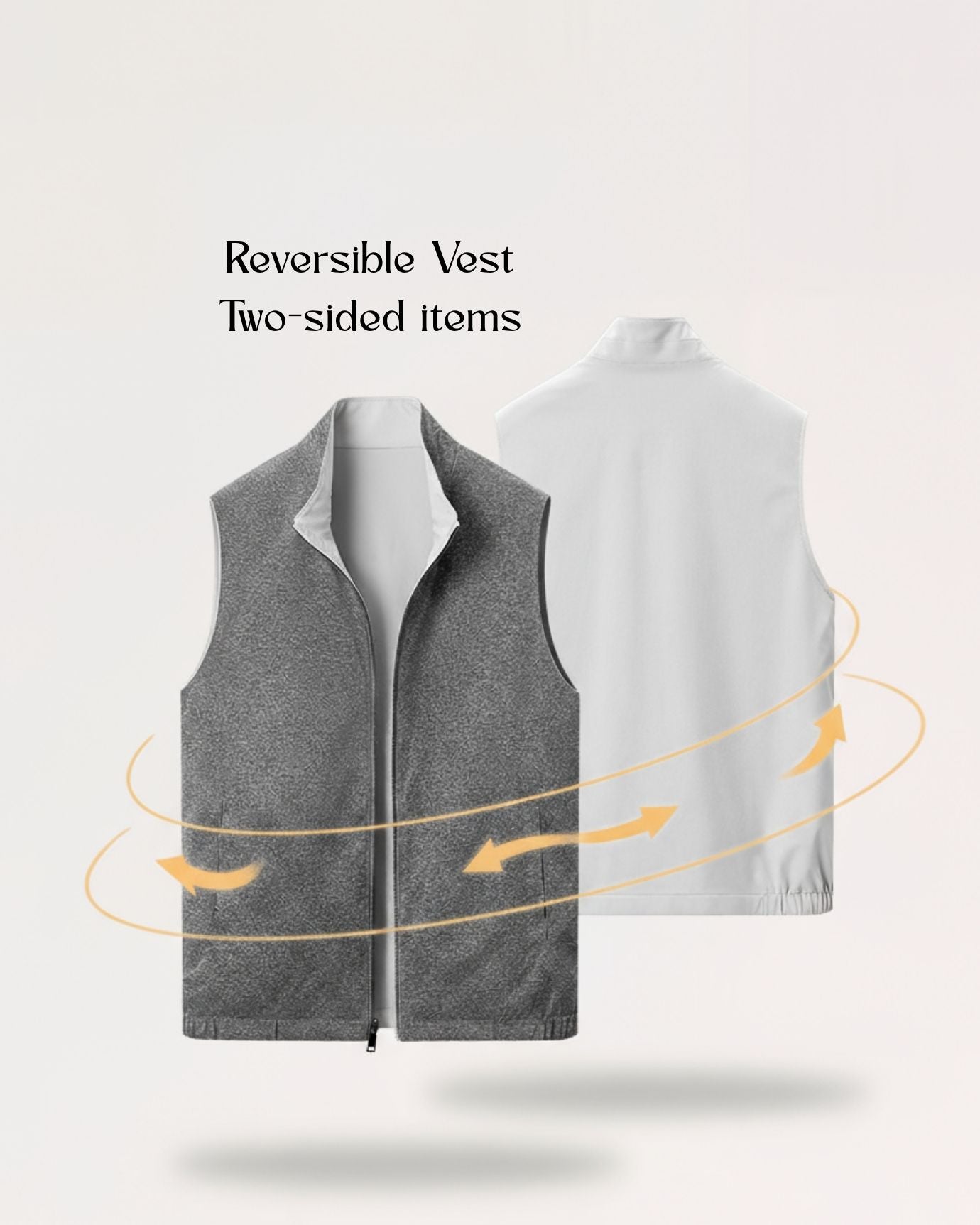 Reversible Vest Man Jacket Vest with Zipper