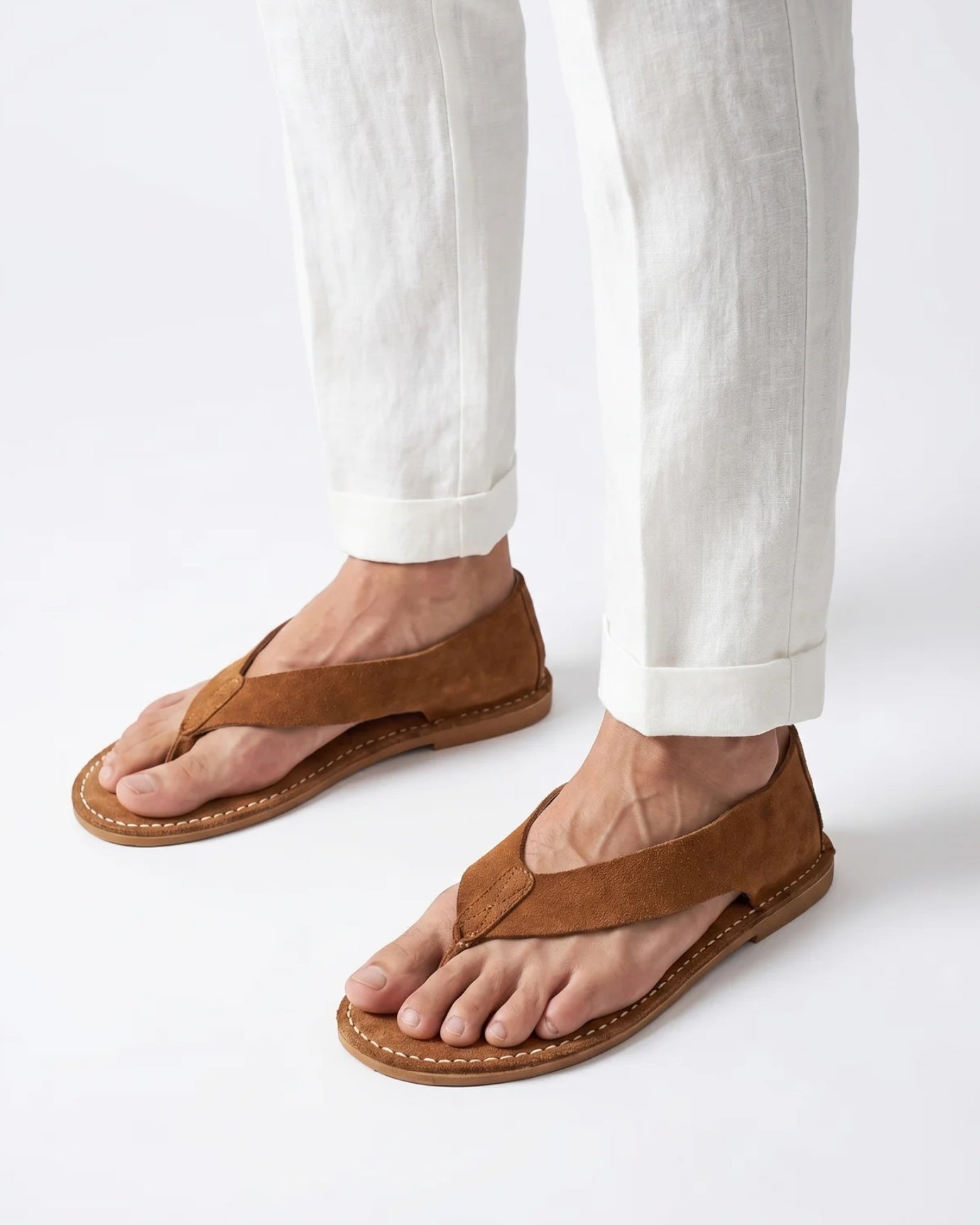 Comfortable Leather Flip-Flops – Breathable Velvet Sandals