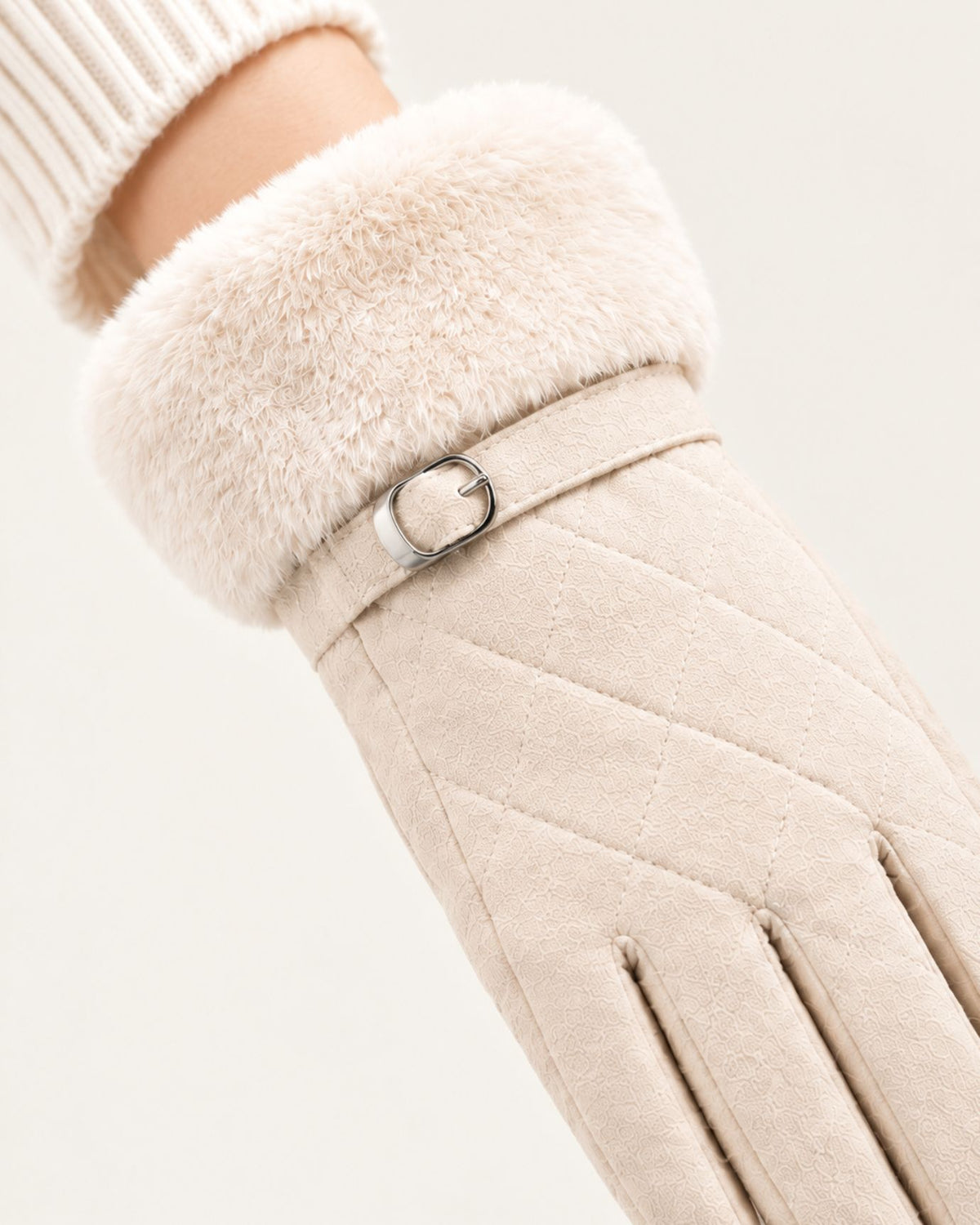 Divina Belt Buckle Plush Velvet Gloves