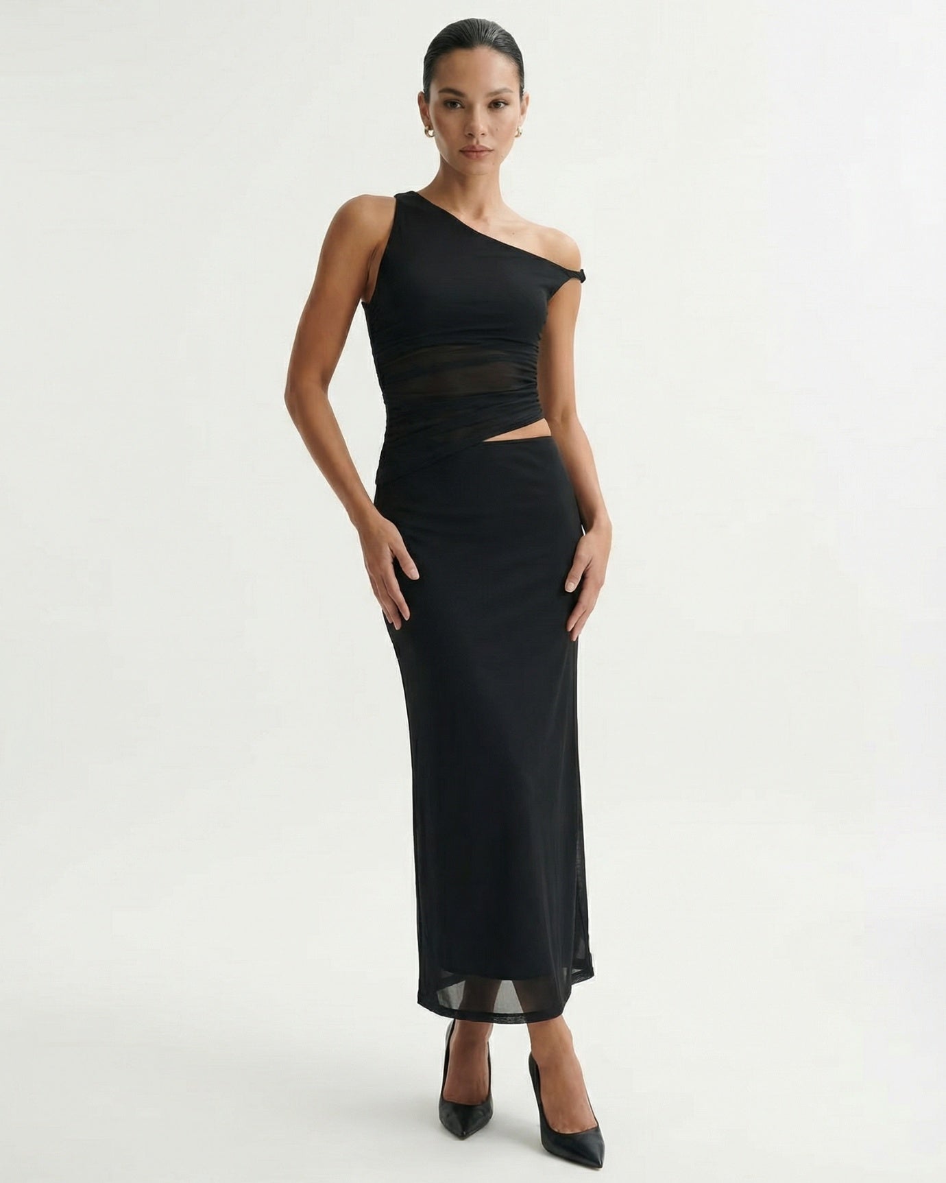 Milena Mesh-Kleid, schlanke Hüfte