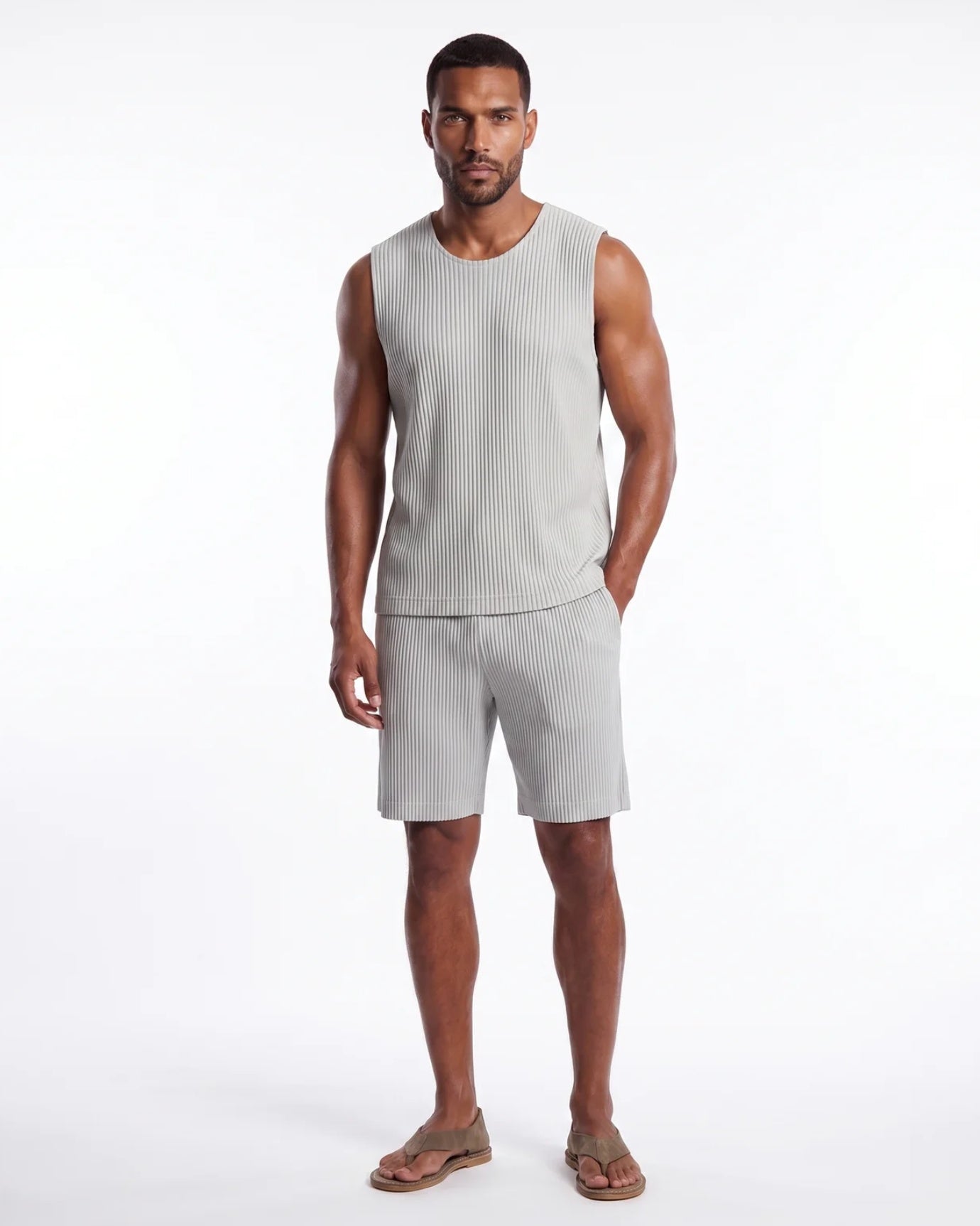 Sakura Pleated Set Vest & Shorts
