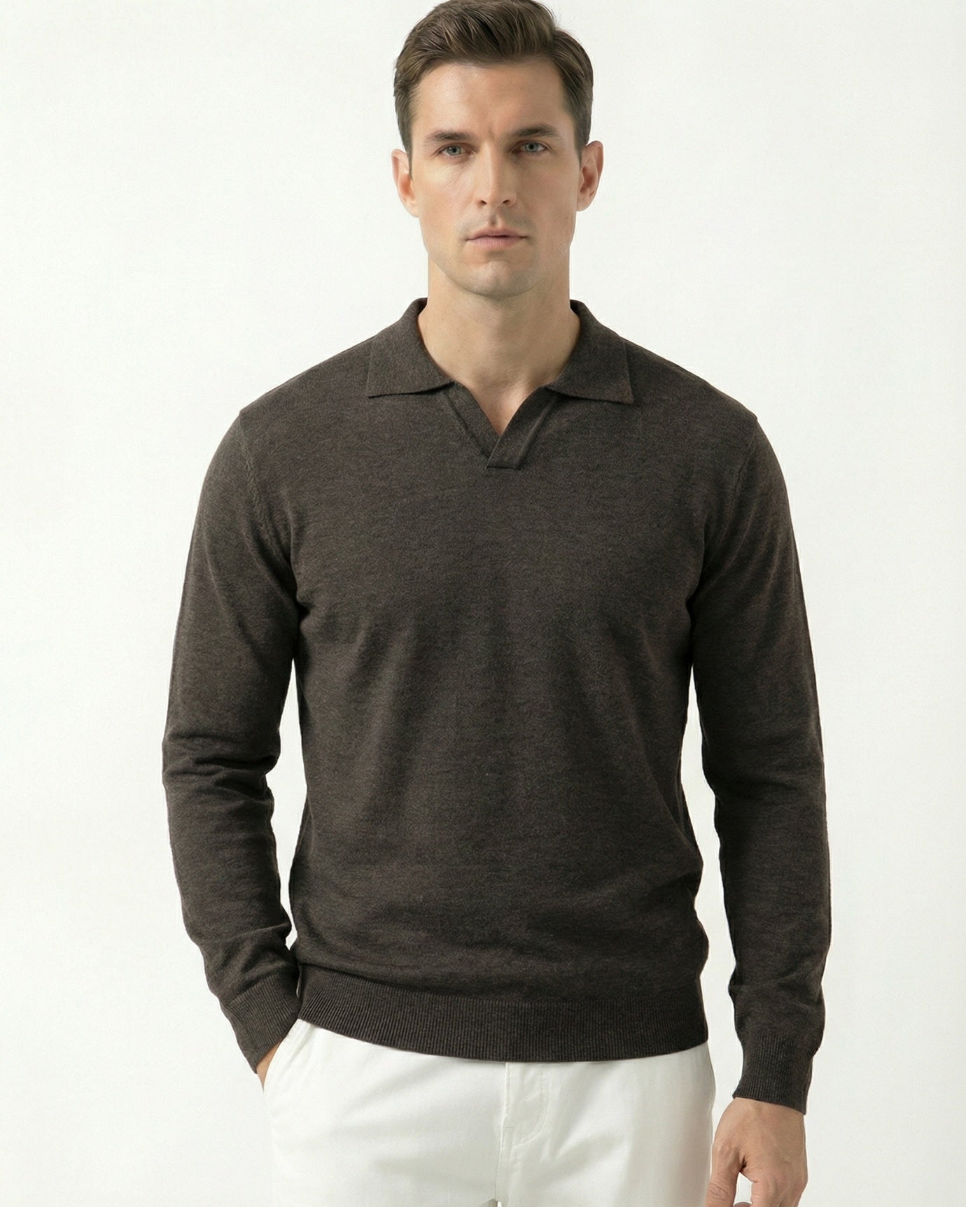 Wool Modal Polo Seagull Collar Knitwear