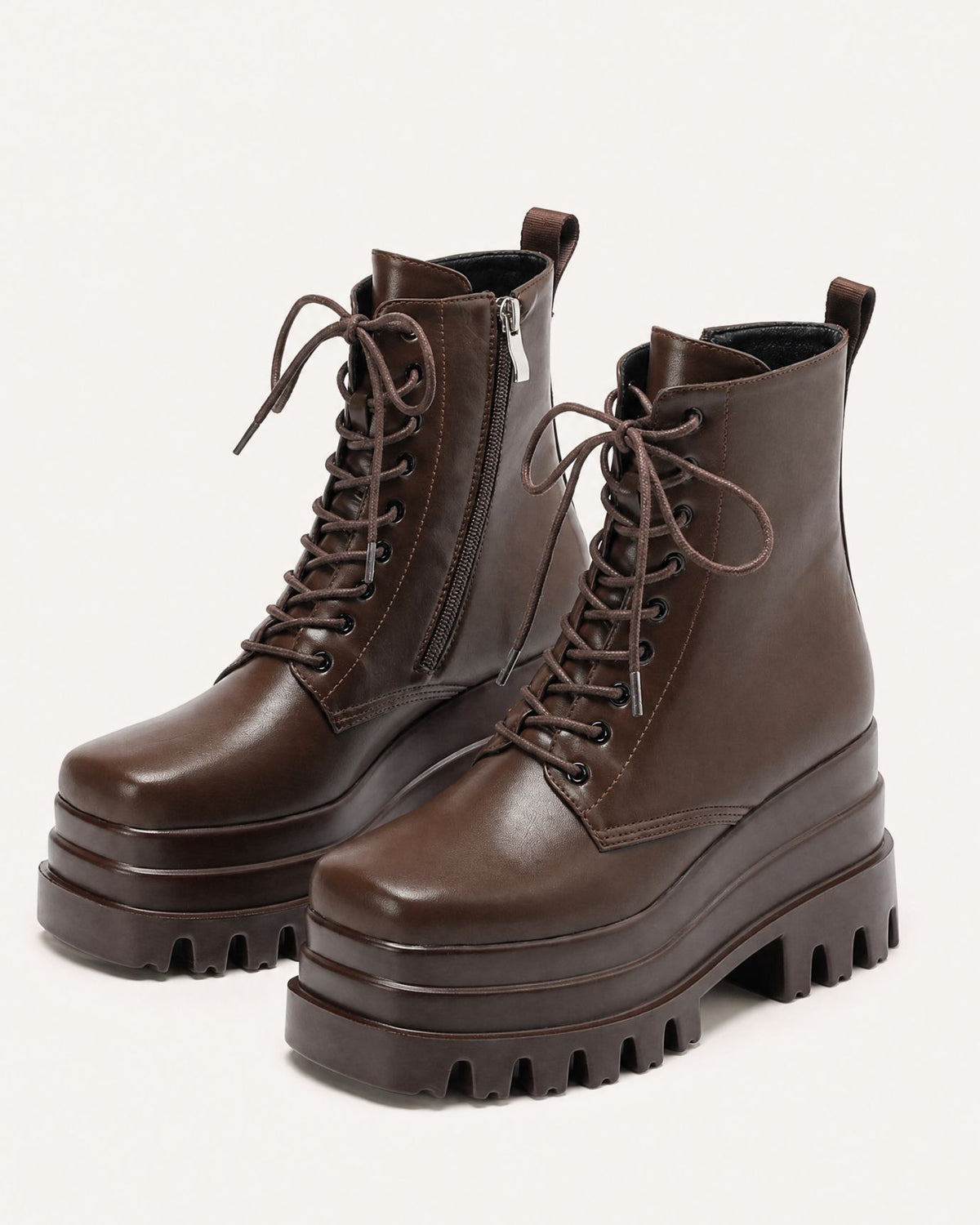 Maria Square-Toe Platform Lace-Up Combat Boots