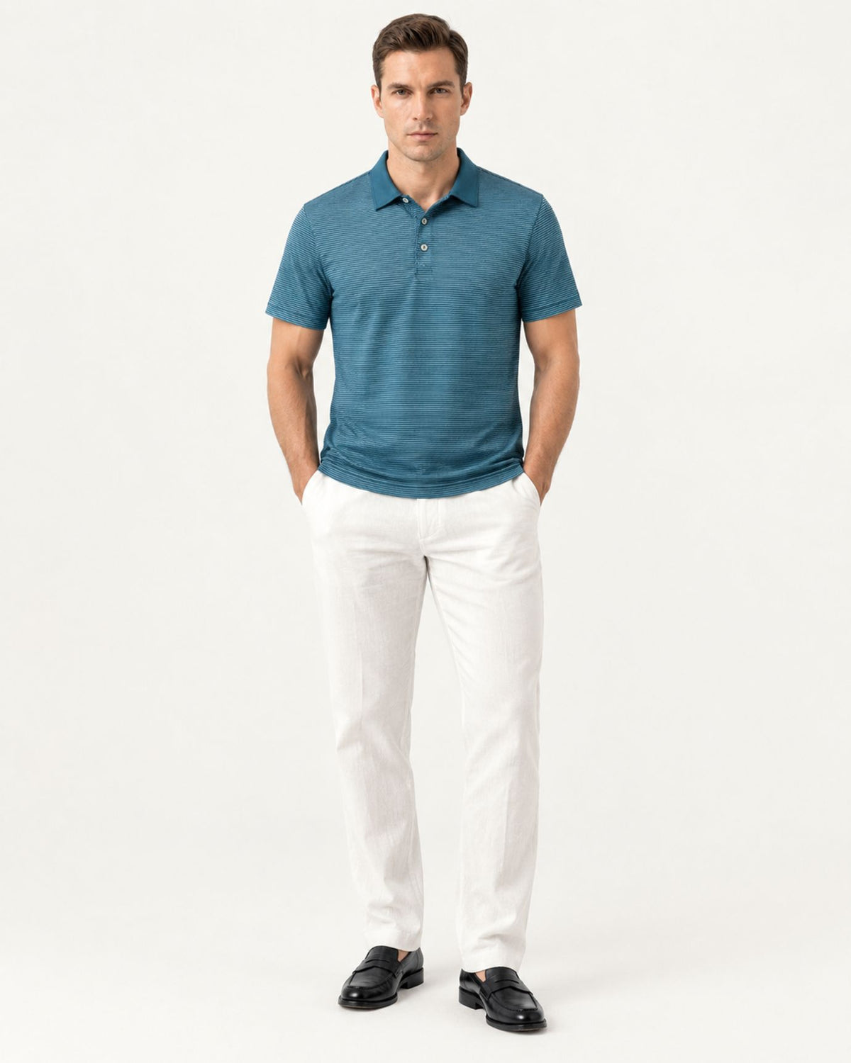 Relaxed-Fit Striped Acetate Polo Shirt