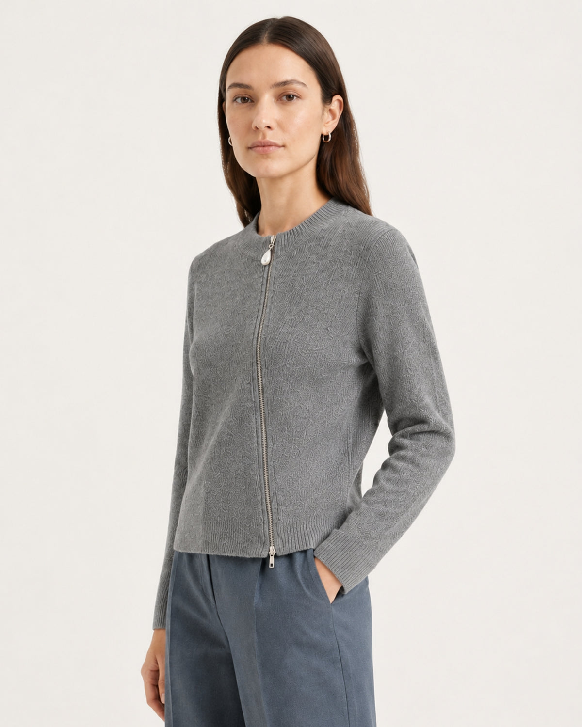 NY Cashmere Asymmetrical Zip Cardigan