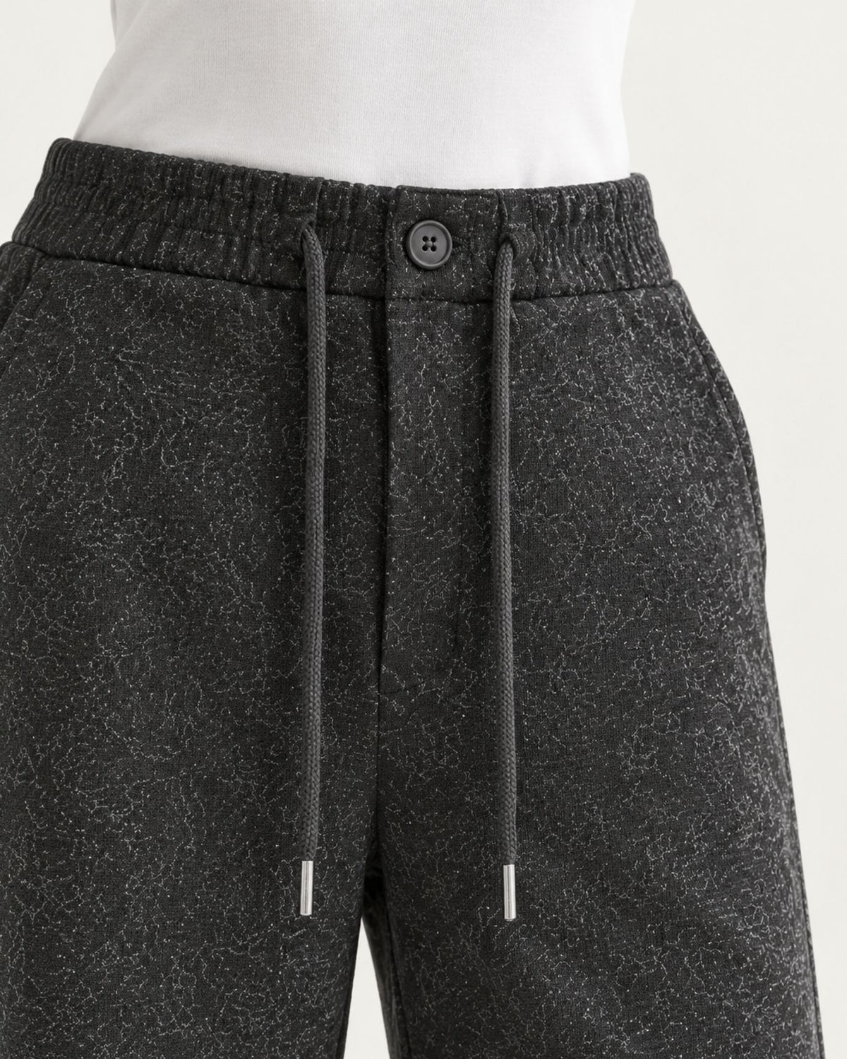 High-Waisted Drapey Star Print Straight Pants