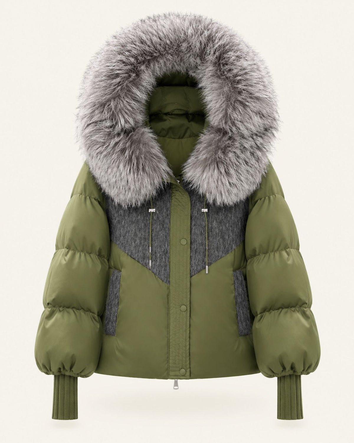 Lina Oversized Down Jacket with Natural Fox Fur Hood