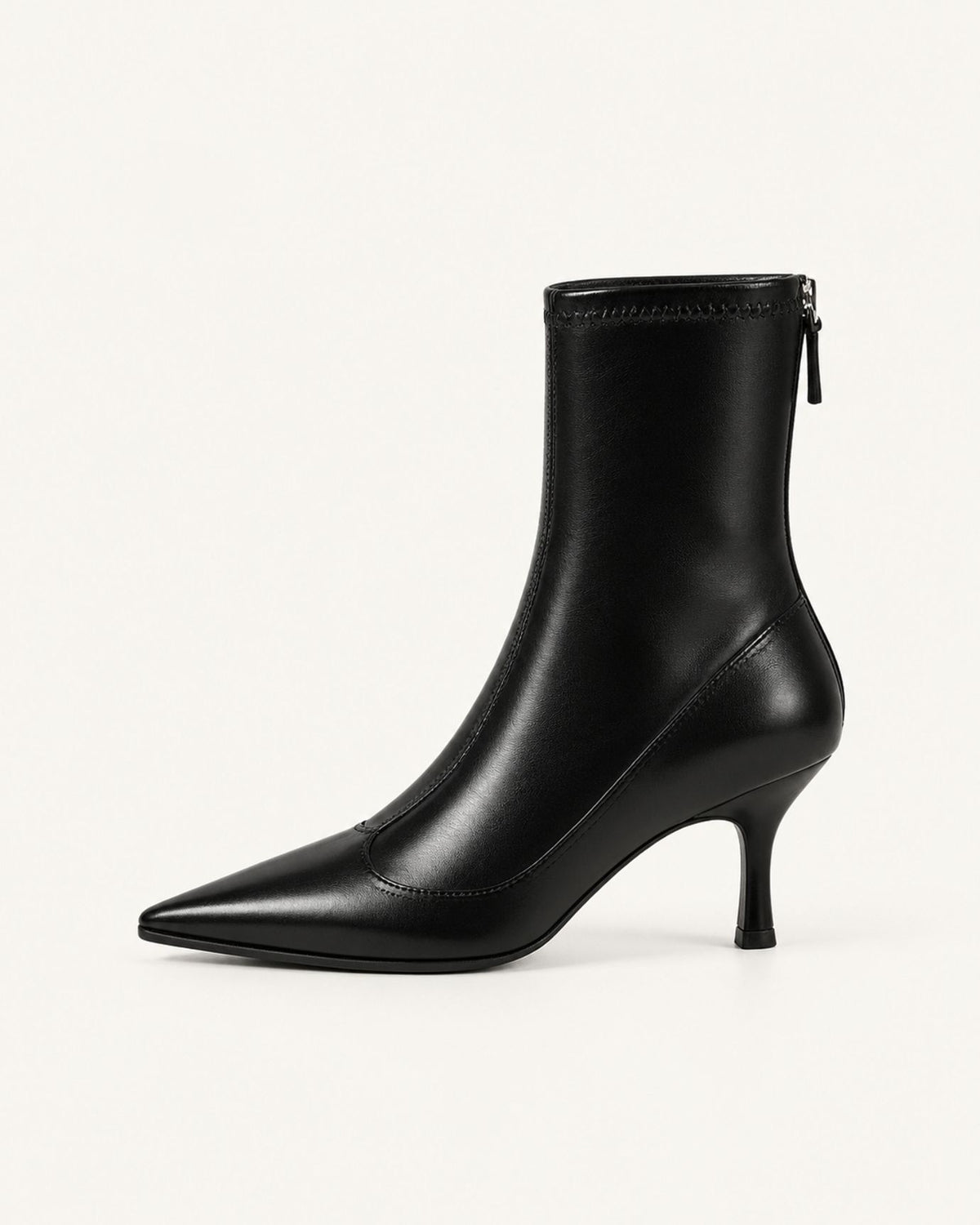 Cindy Pointed-Toe Leather Stiletto Ankle Boots