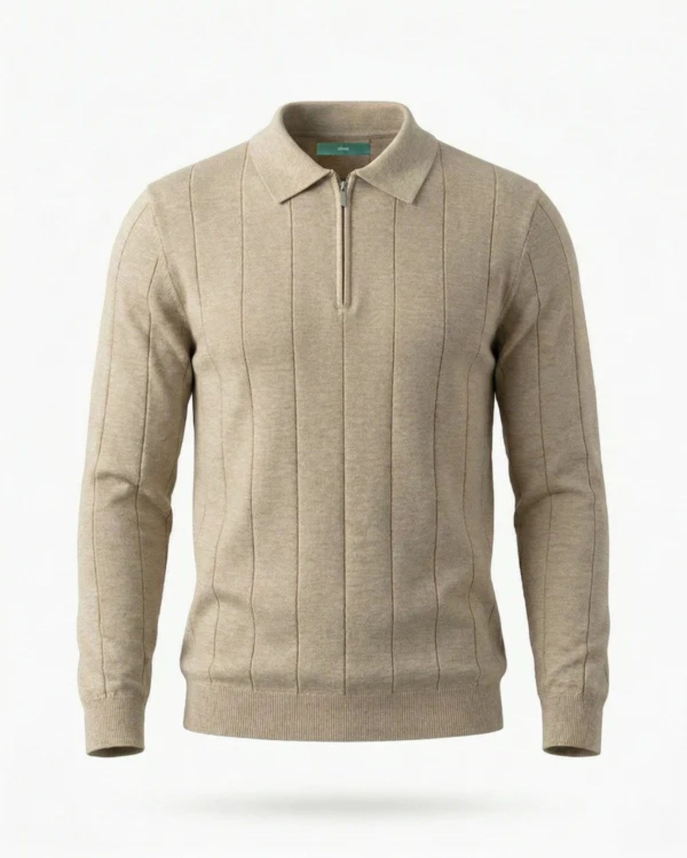 Polo Old Money con cremallera de manga larga