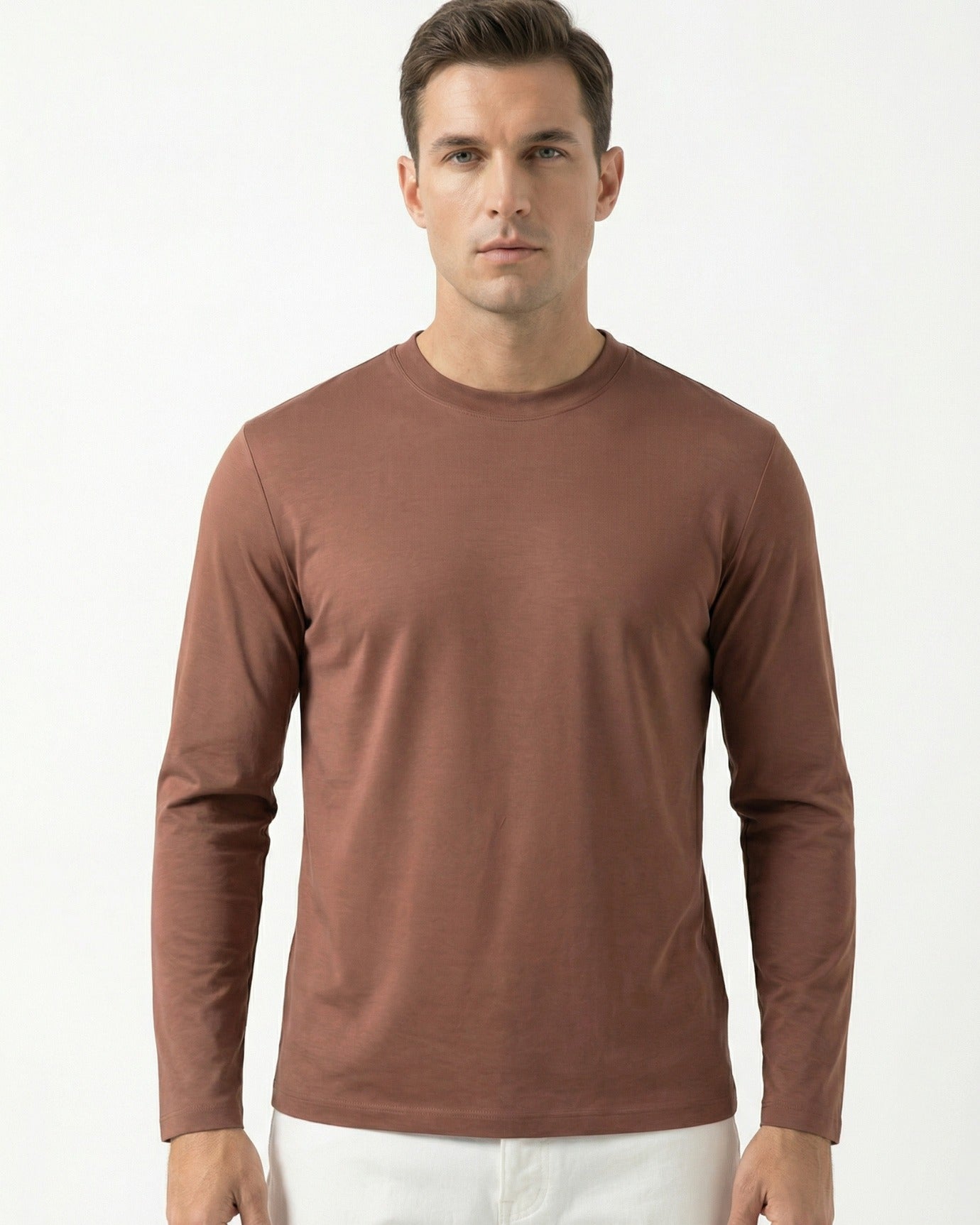 High-End Double Mercerized Lyocell Cotton Long Sleeve T-Shirt