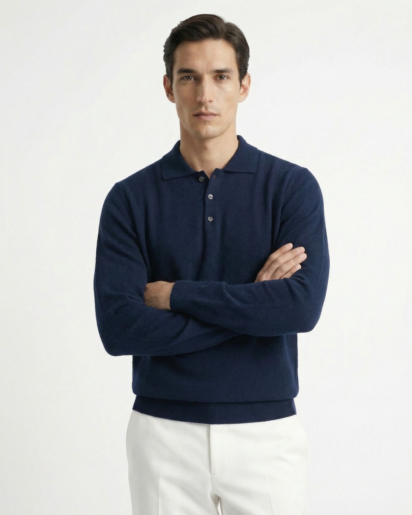 Cashmere Wool Polo Long Sleeve