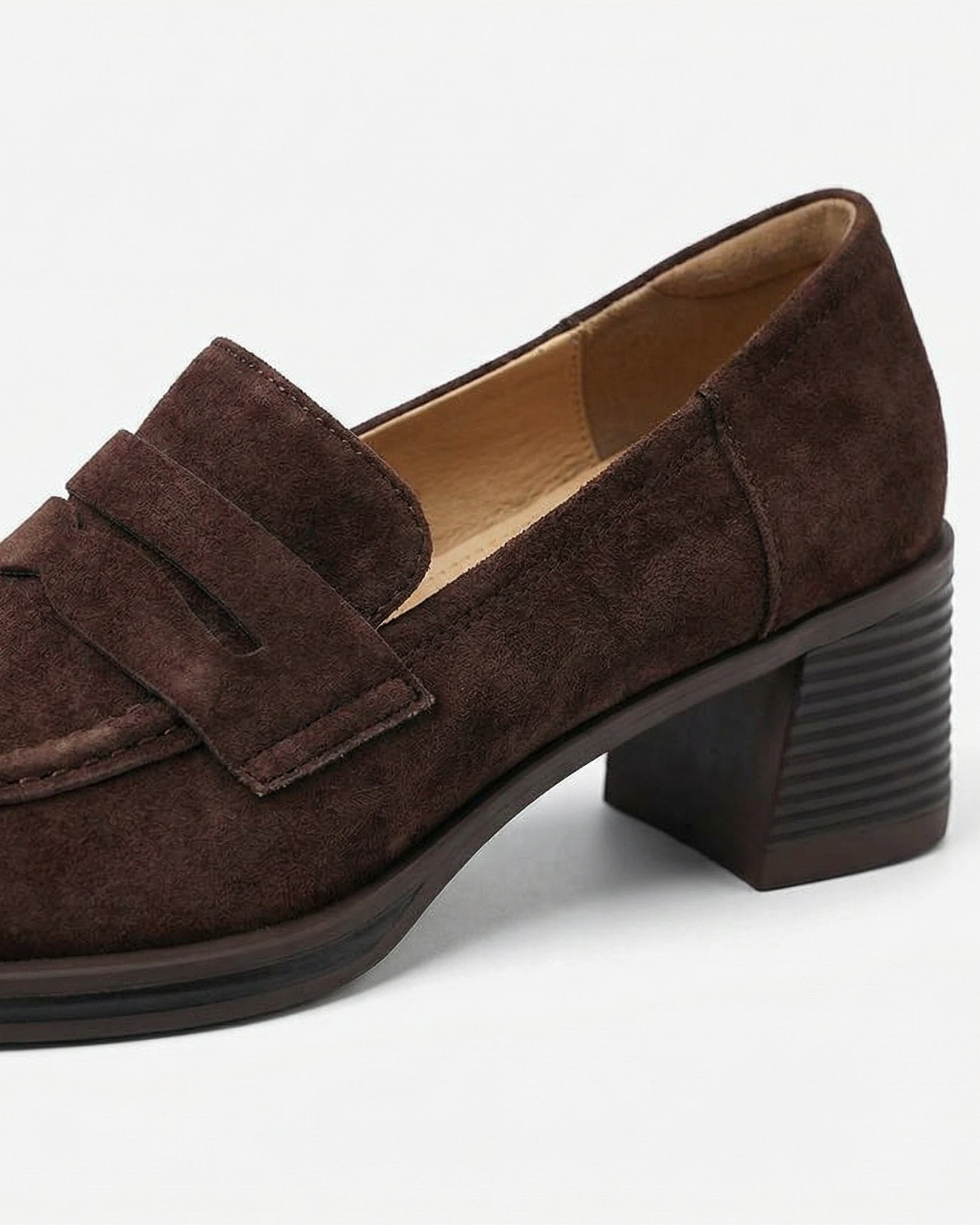 Franziska Old Money Genuine Leather Loafers Heels | Velvet-Lined