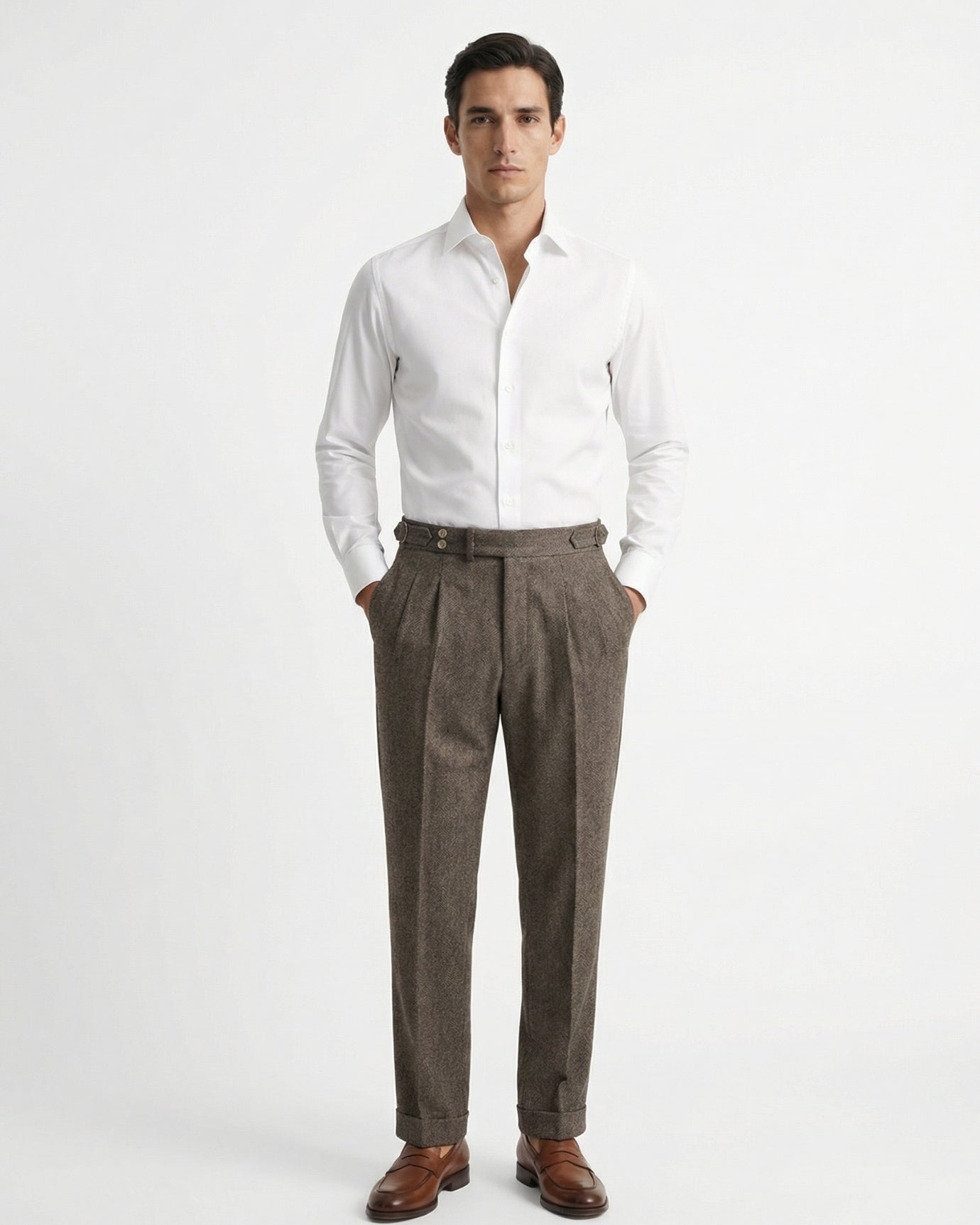 Italian Trousers Old Money Style Worsted Wool