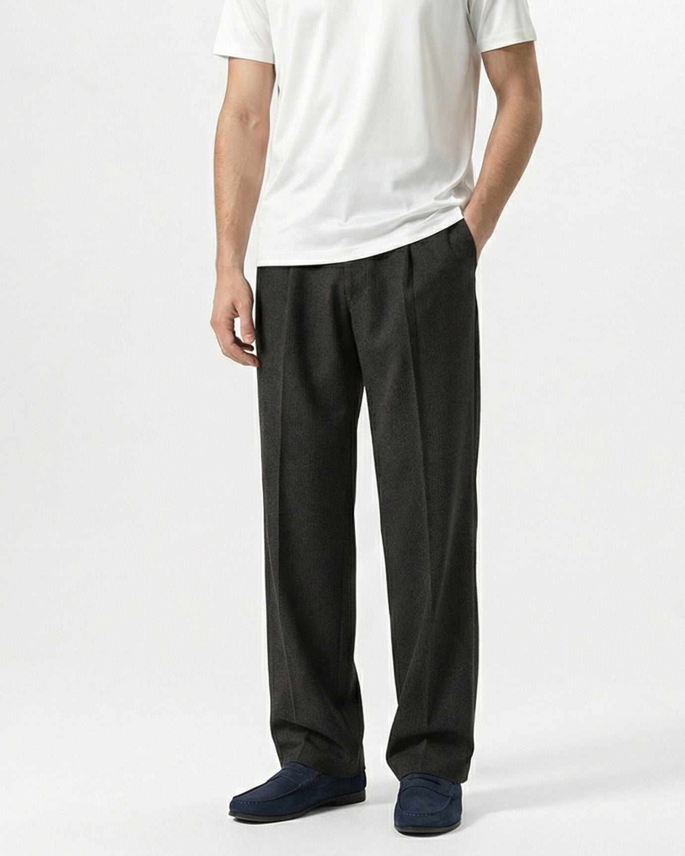 Pantalones de lana de alta gama, holgados y rectos