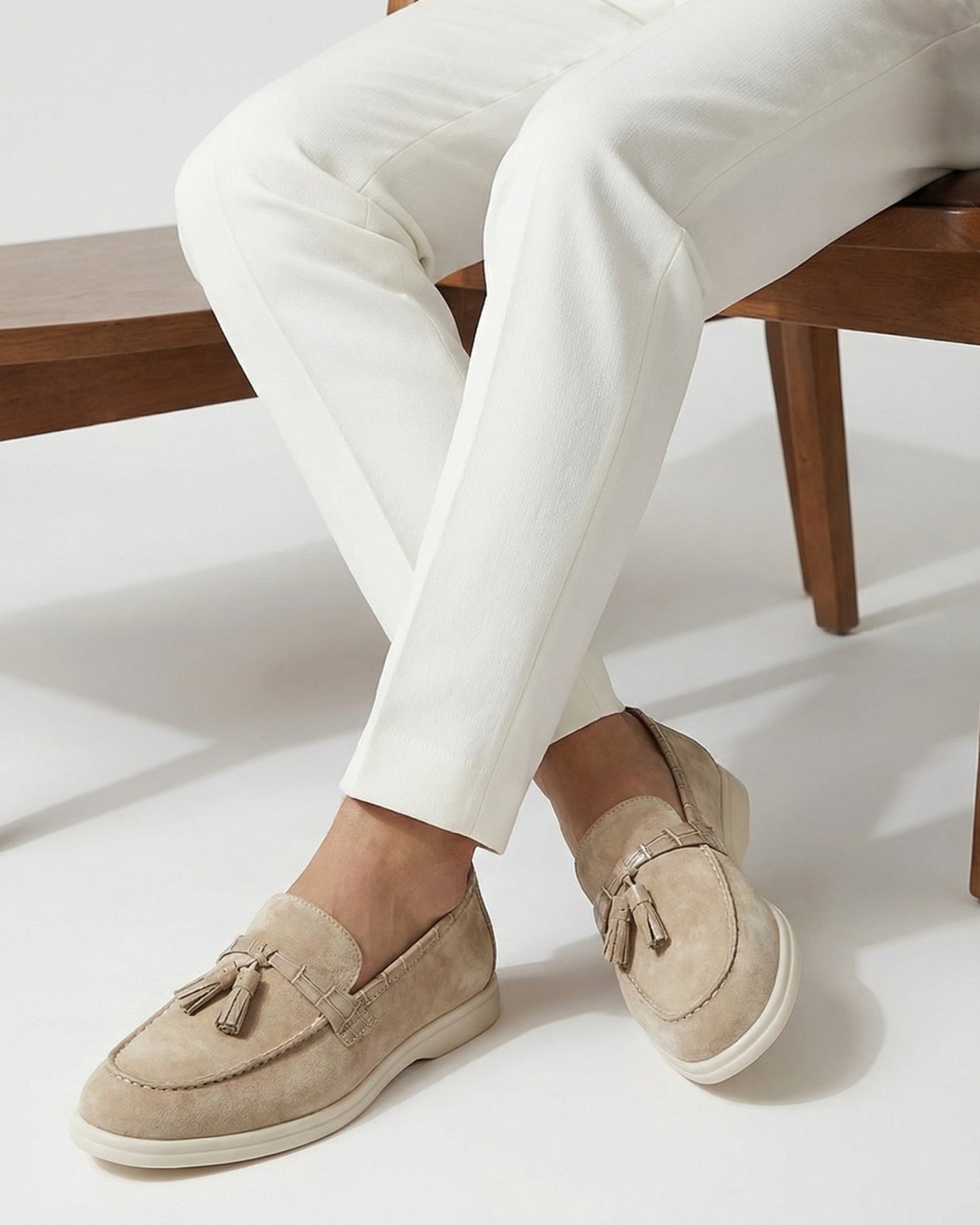 Positano Cream White Loafers Genuine Leather