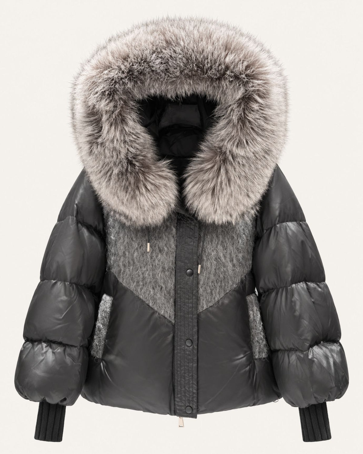 Lina Oversized Down Jacket with Natural Fox Fur Hood