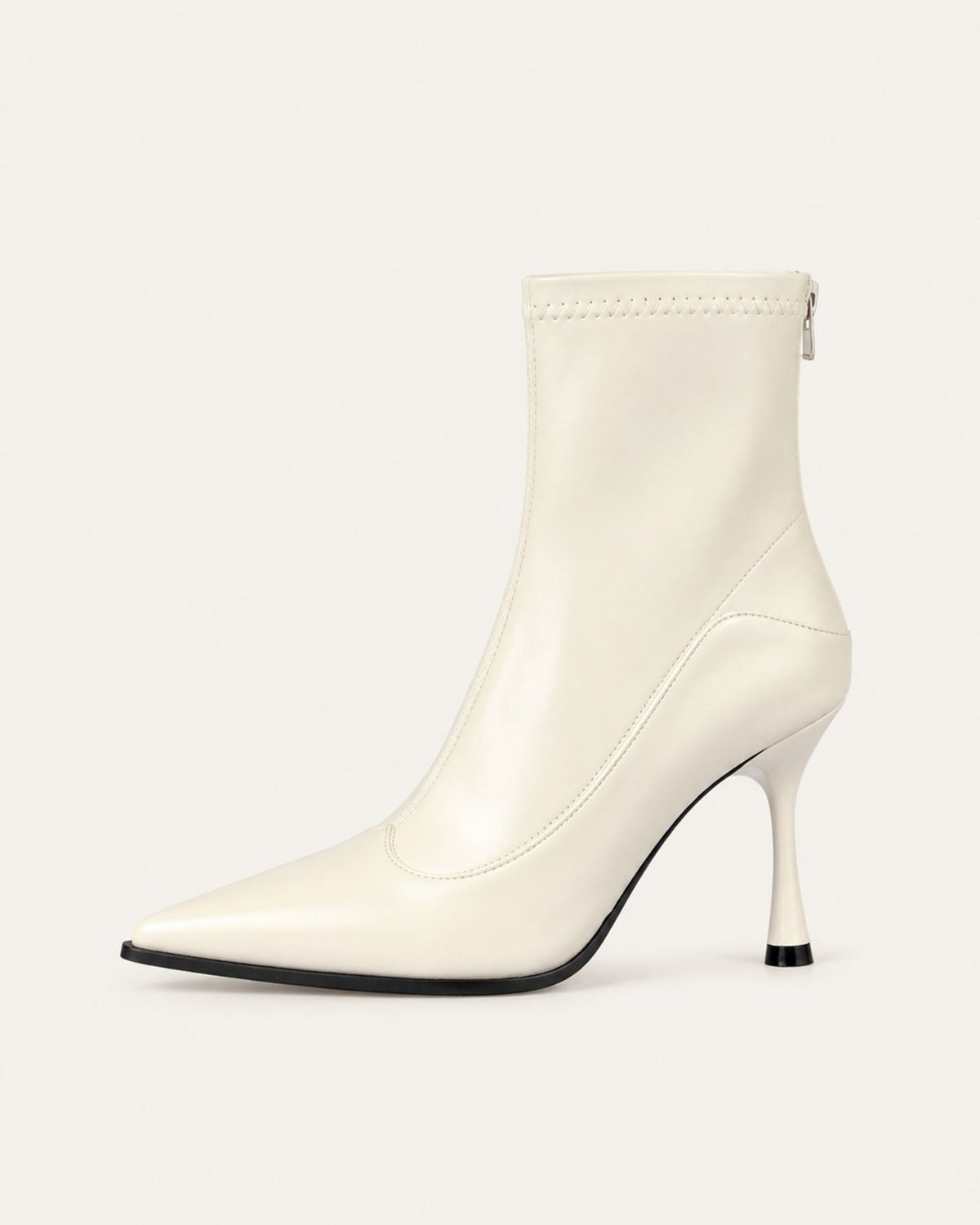 Cindy Pointed-Toe Leather Stiletto Ankle Boots