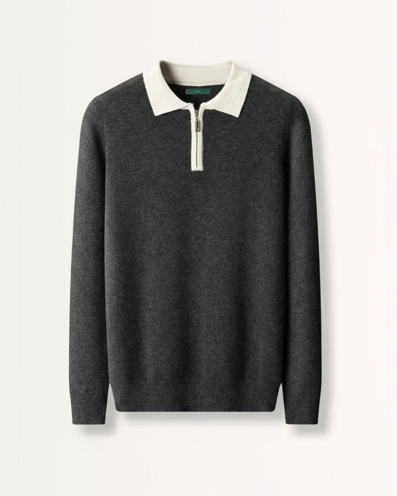Cashmere & Wool Polo Long Sleeve Zipper