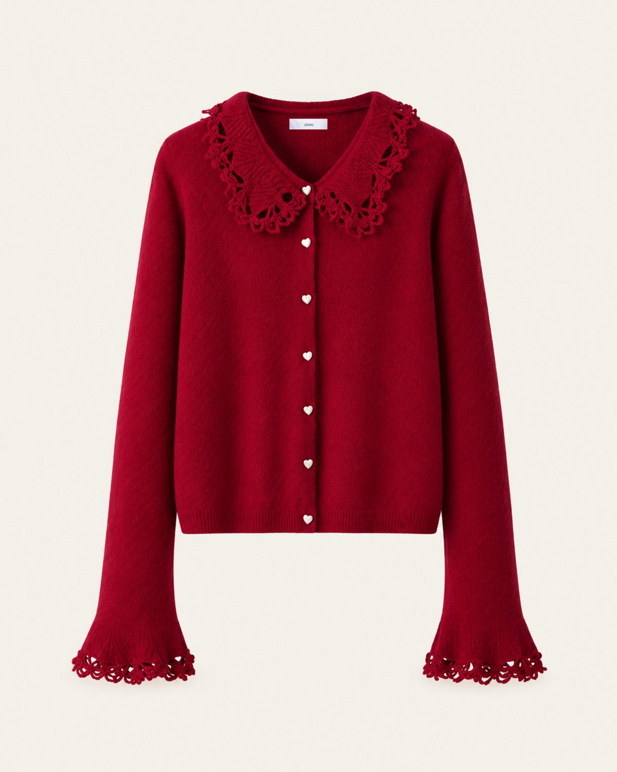 Cashmere Crochet Collar Sweater Cardigan