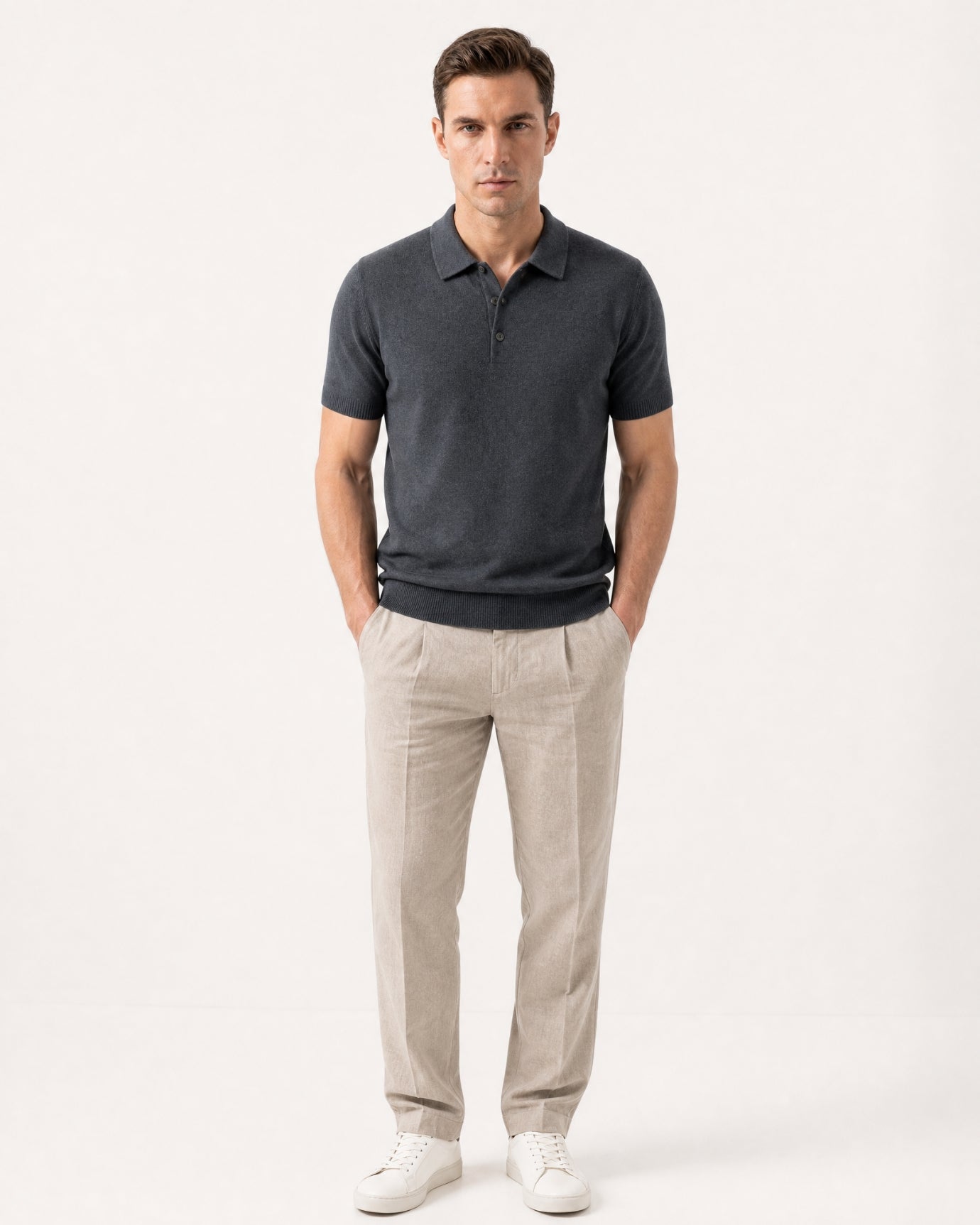 New York Cashmere Short-Sleeve Polo Shirt