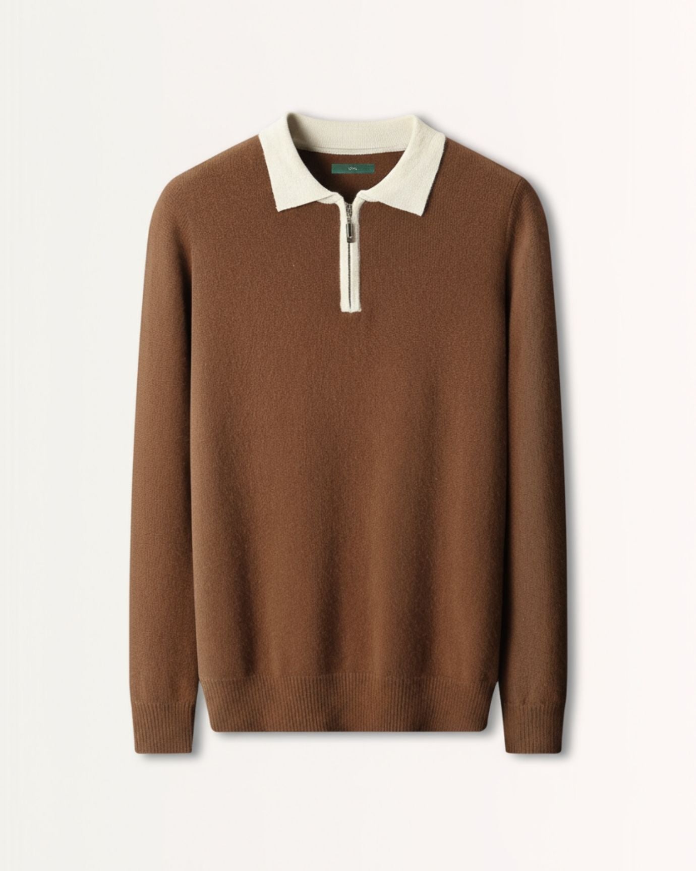 Cashmere & Wool Polo Long Sleeve Zipper
