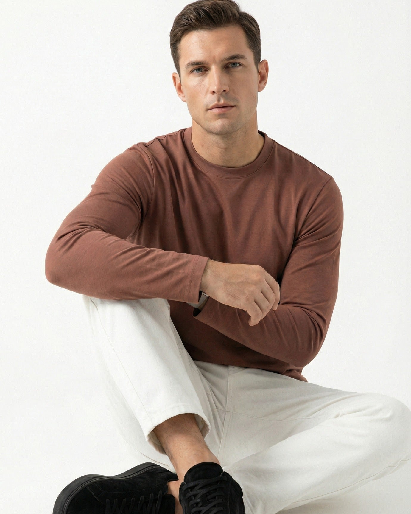 High-End Double Mercerized Lyocell Cotton Long Sleeve T-Shirt