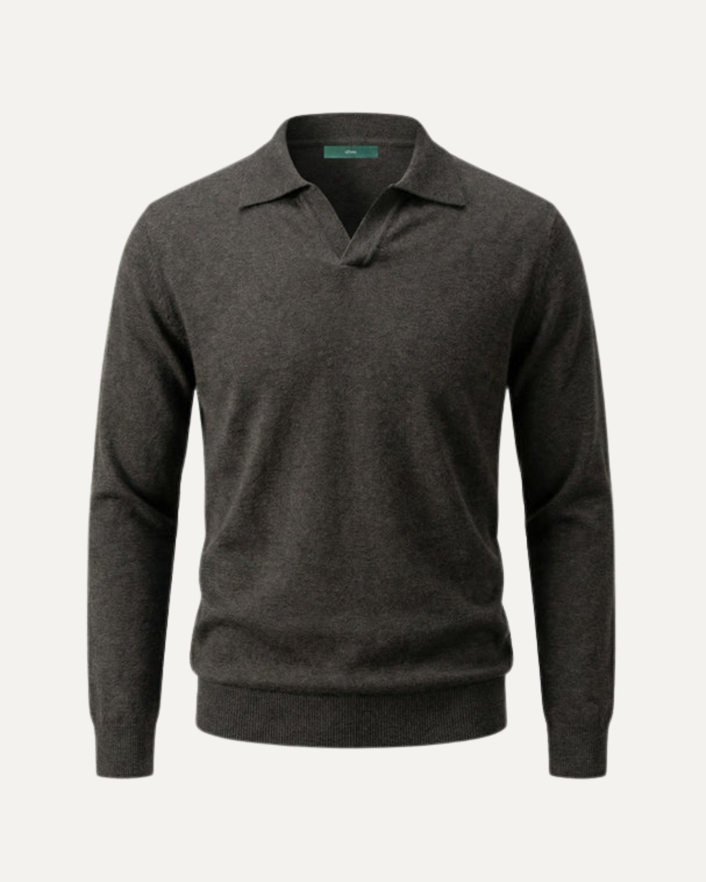 Wool modal polo shirt with unique seagull collar, classic old money knitwear aesthetic