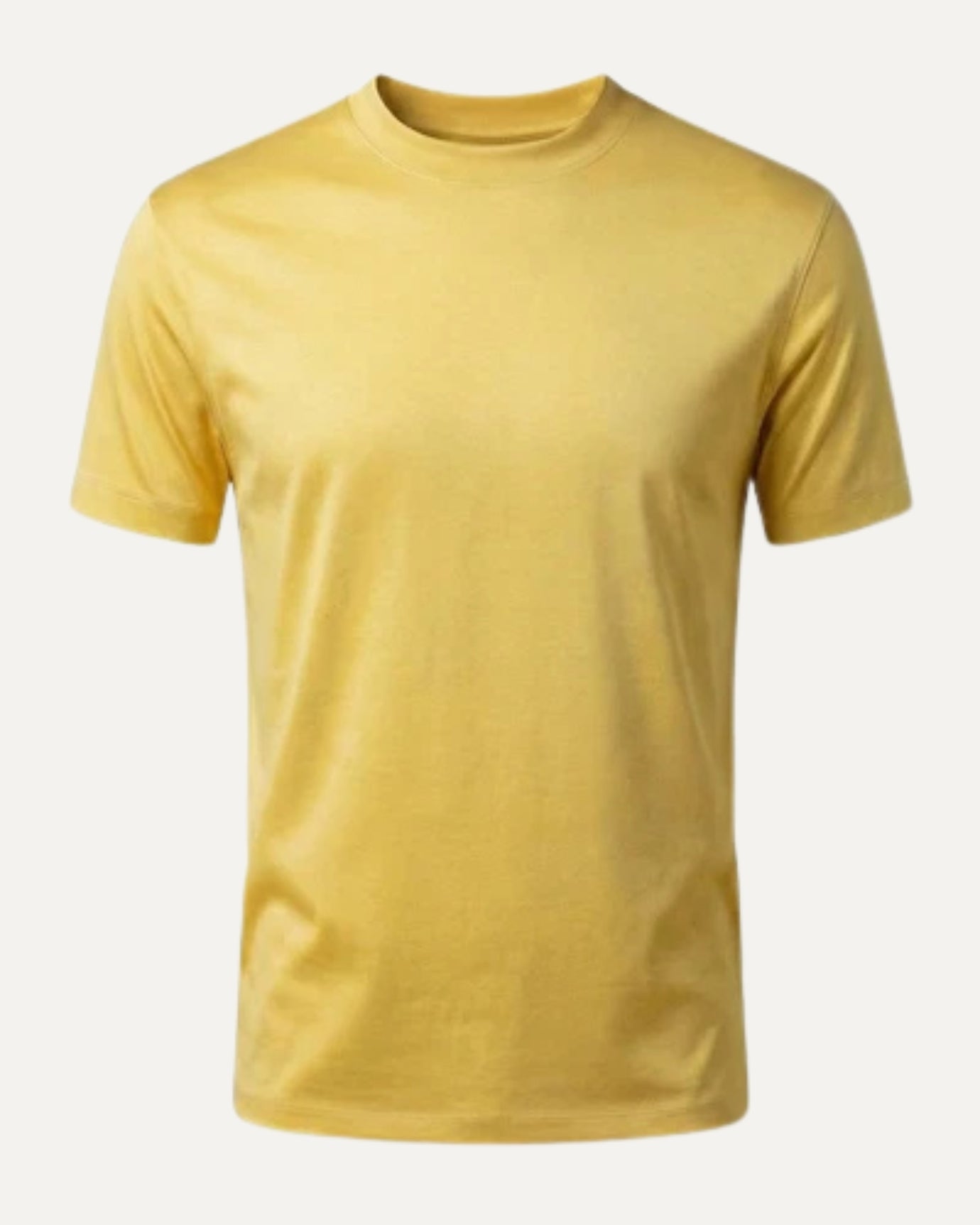 Dark yellow mercerized cotton t-shirt, round neck, classic fit for men