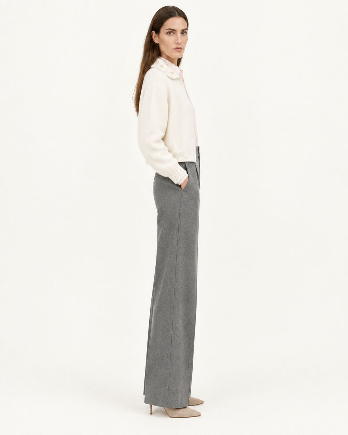 Lina Beaded and Embroidered 100% Cashmere Zip Cardigan