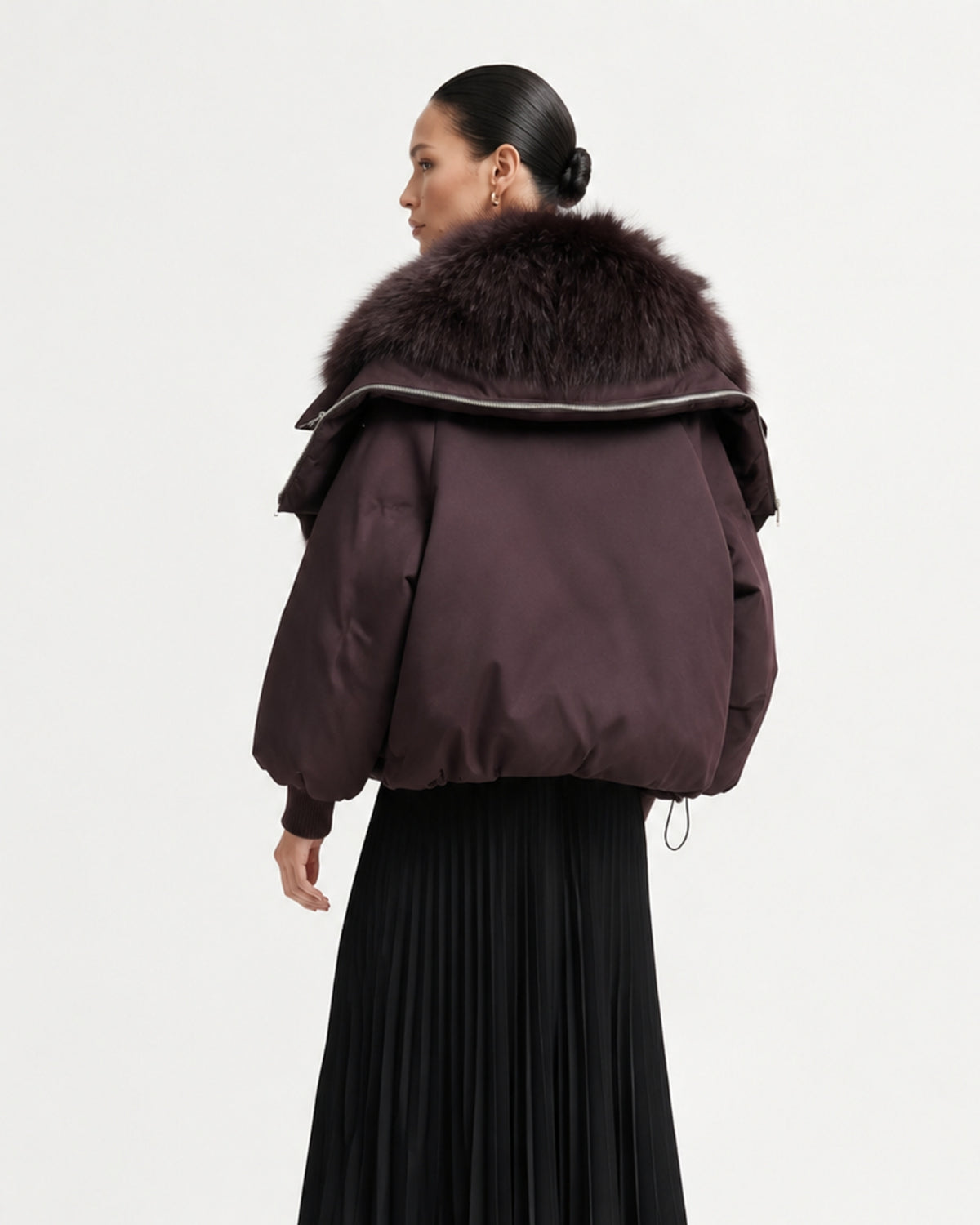 Down Jacket with Real Raccoon Fur Collar