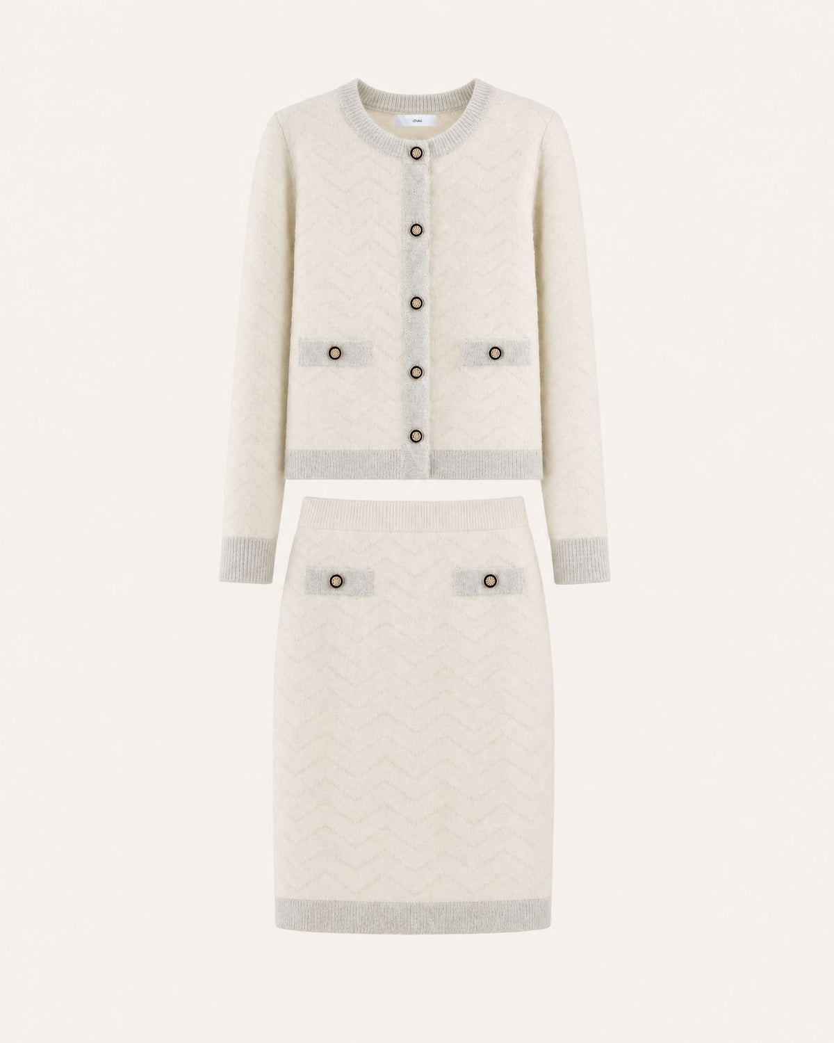 Vintage French Knit Skirt Suit Fall Winter Matching Set