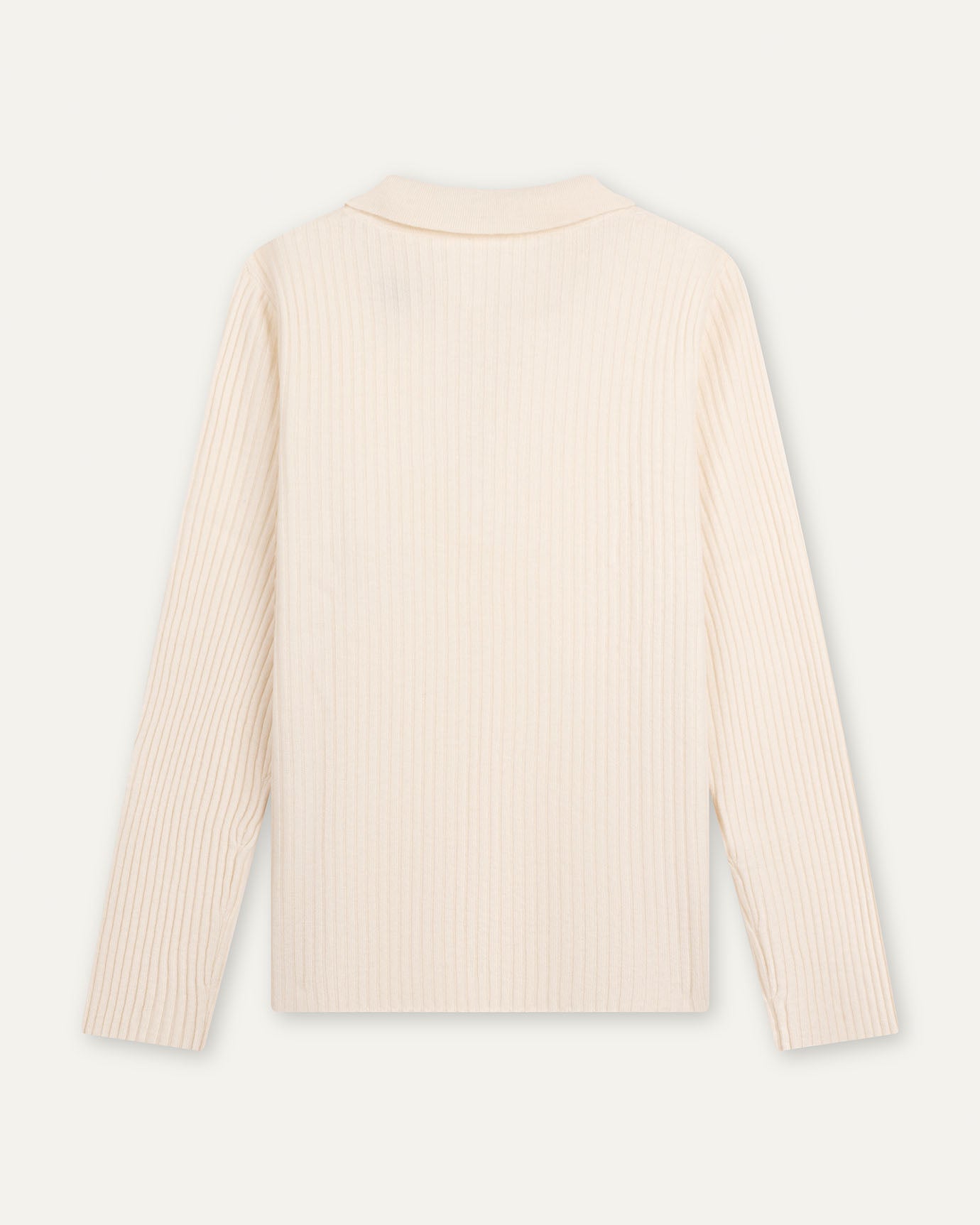 Light pink ribbed sweater on a white background, old money style