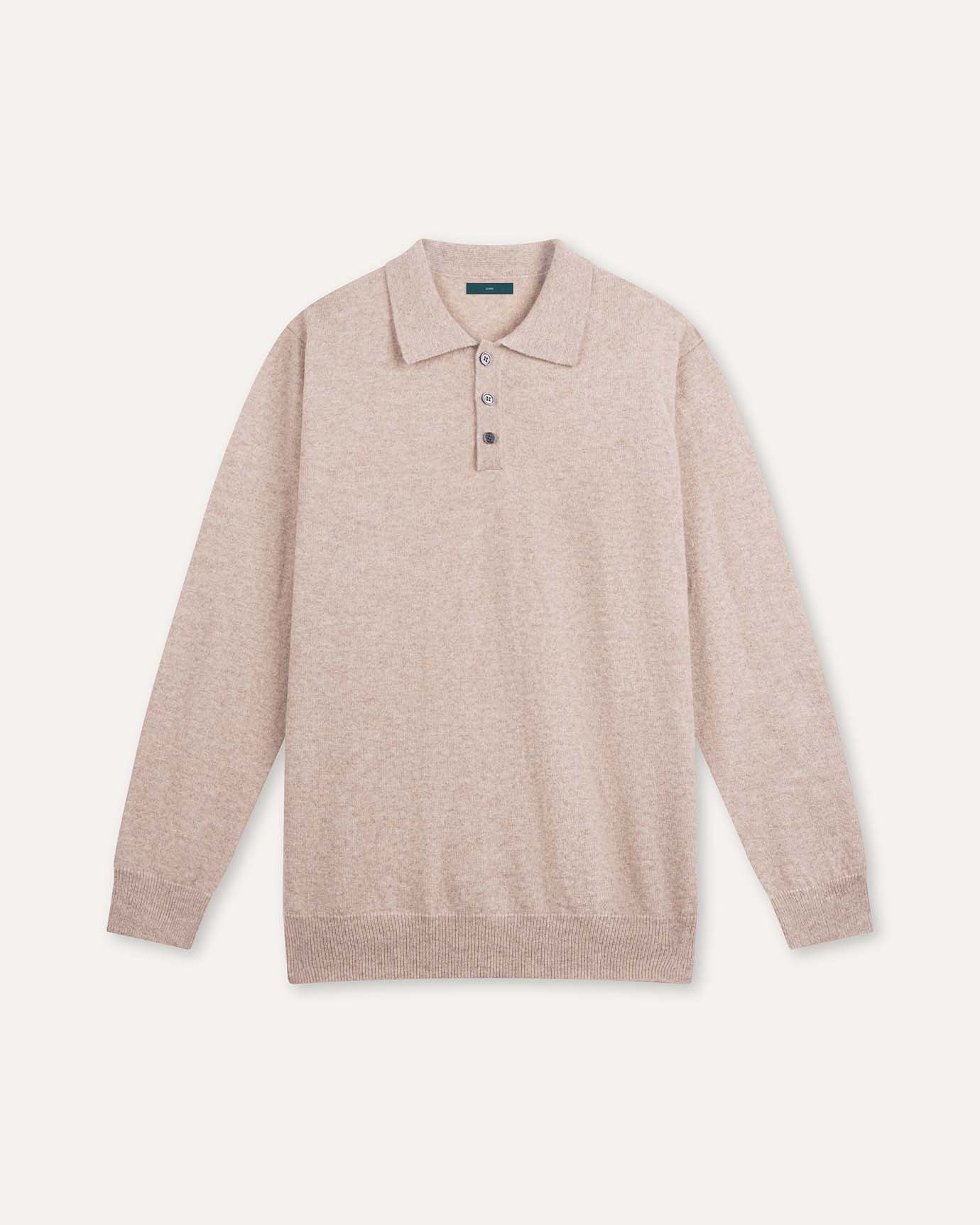 Cashmere long sleeve polo camel