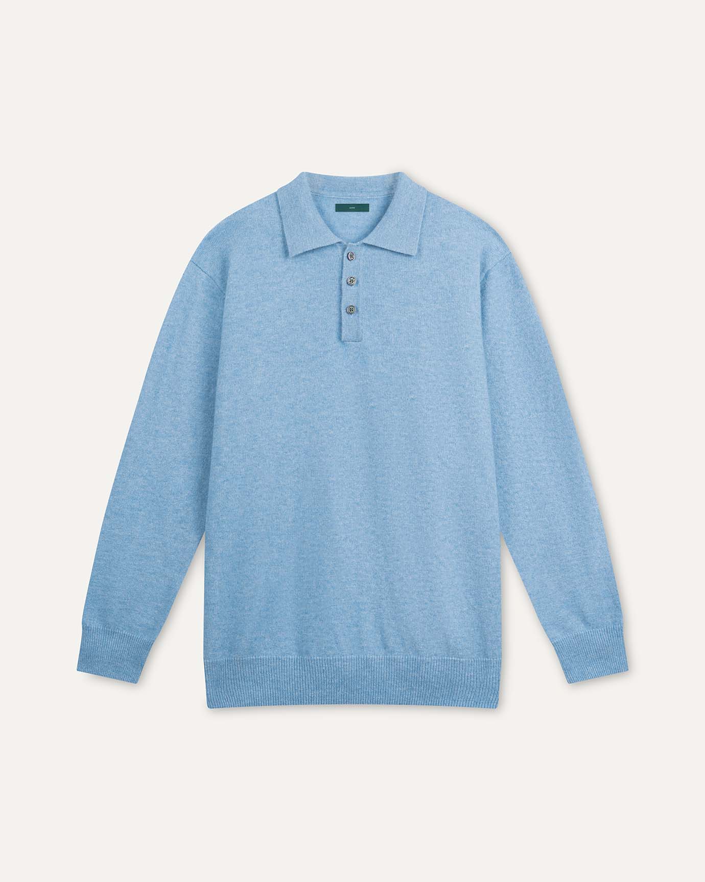 Cashmere long sleeve polo Sky Blue