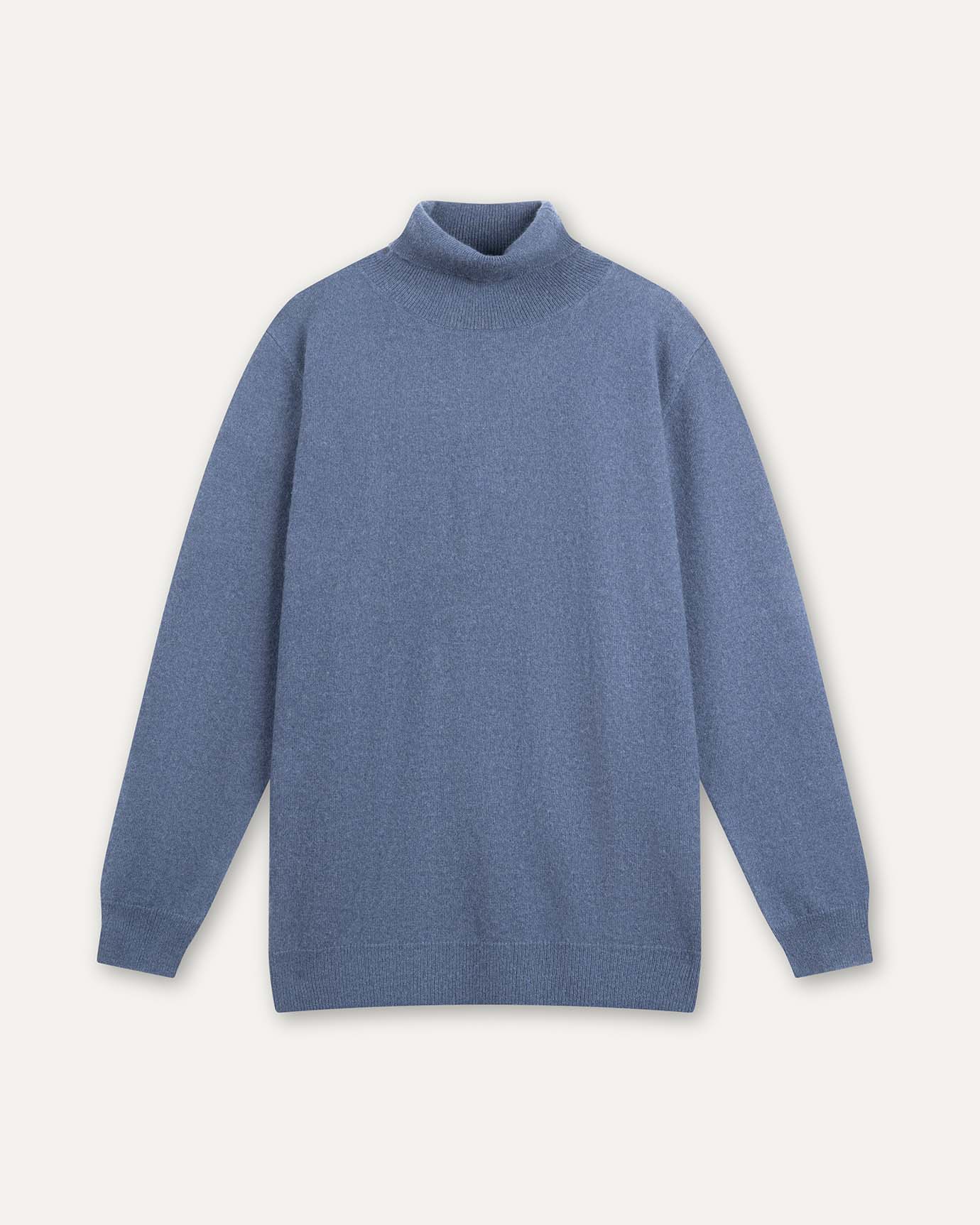 Cashmere turtle neck sweater flower blue