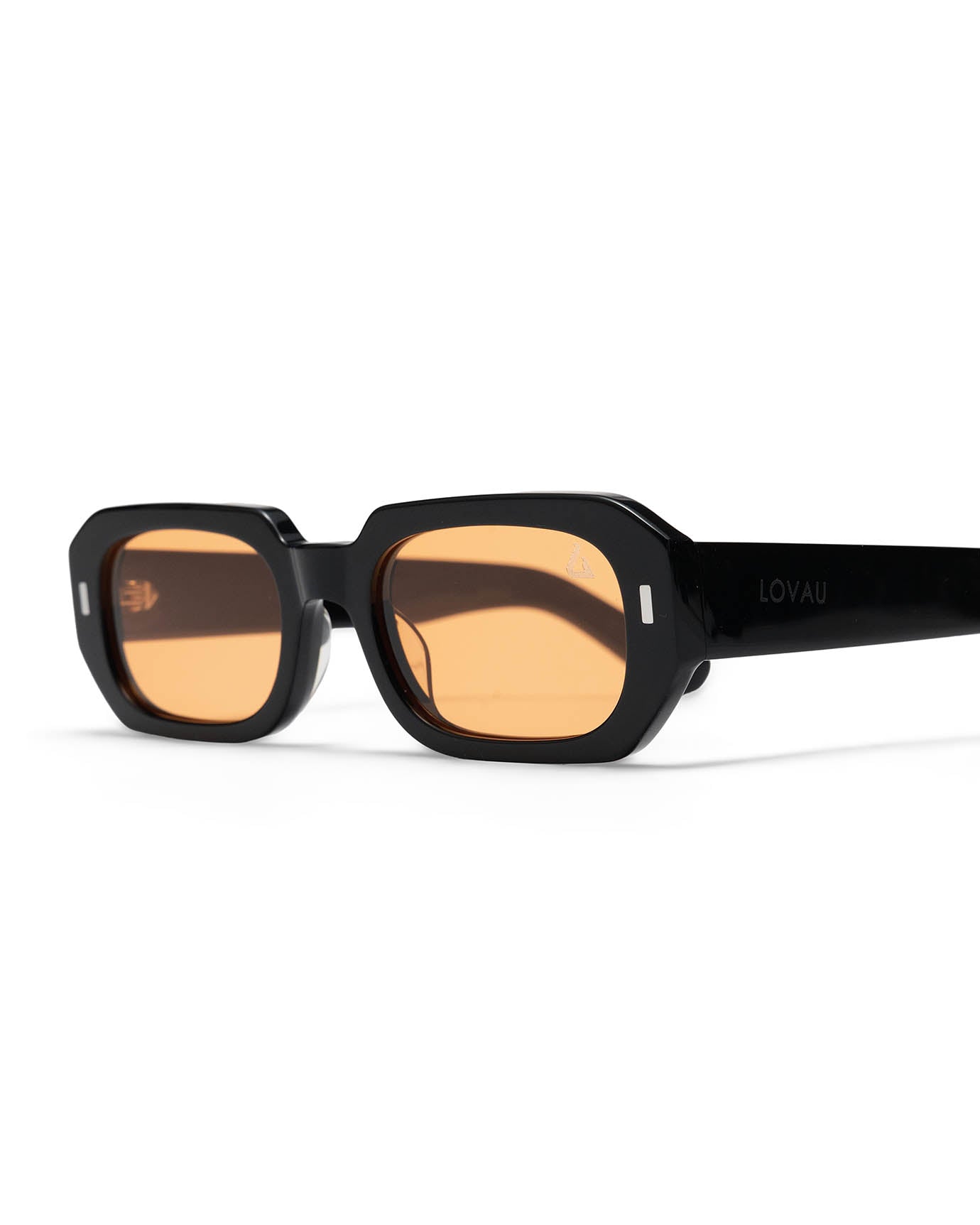 Retro Black Amber Rectangular Sunglasses