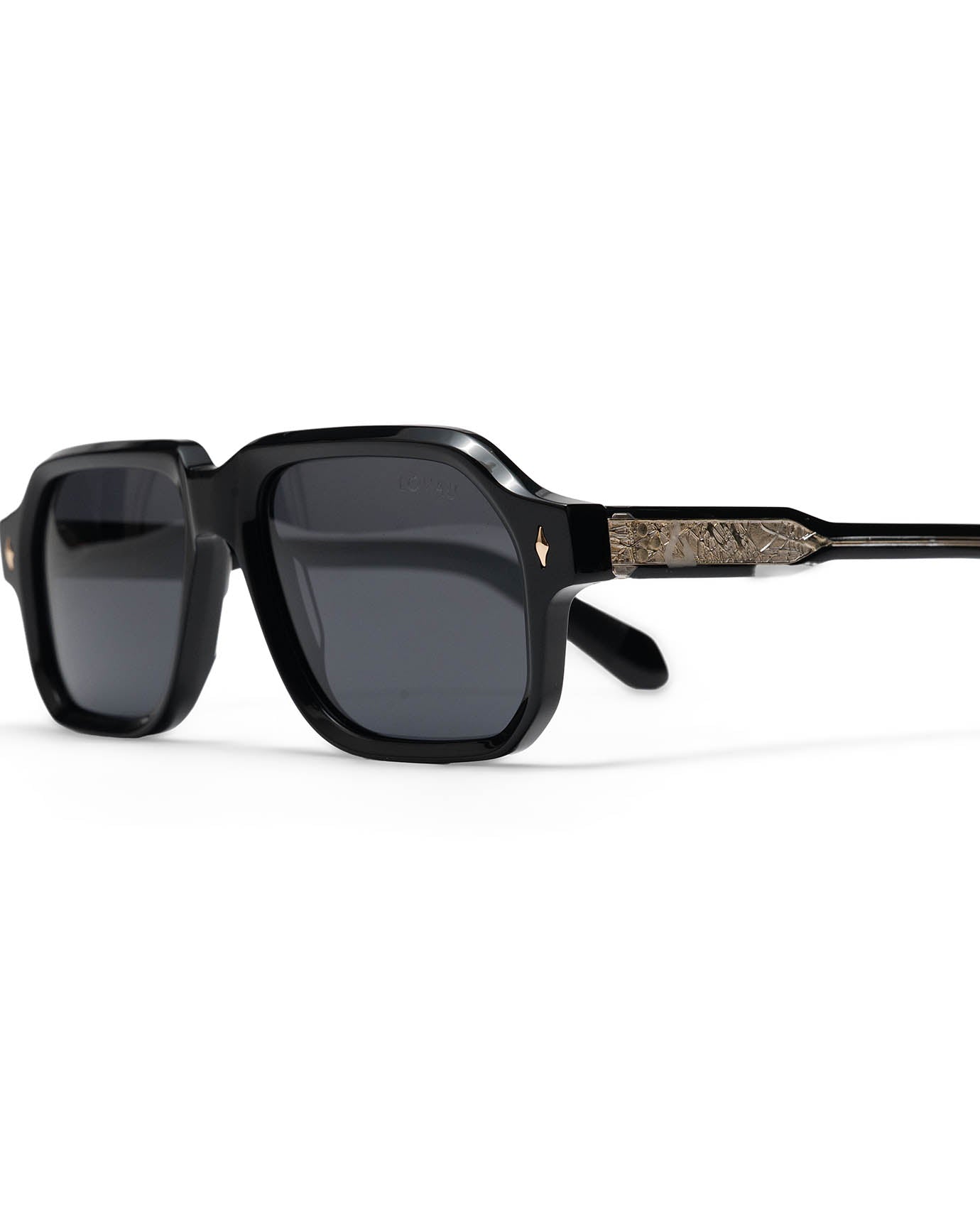 Black Square High-End Sunglasses with Gold Accents