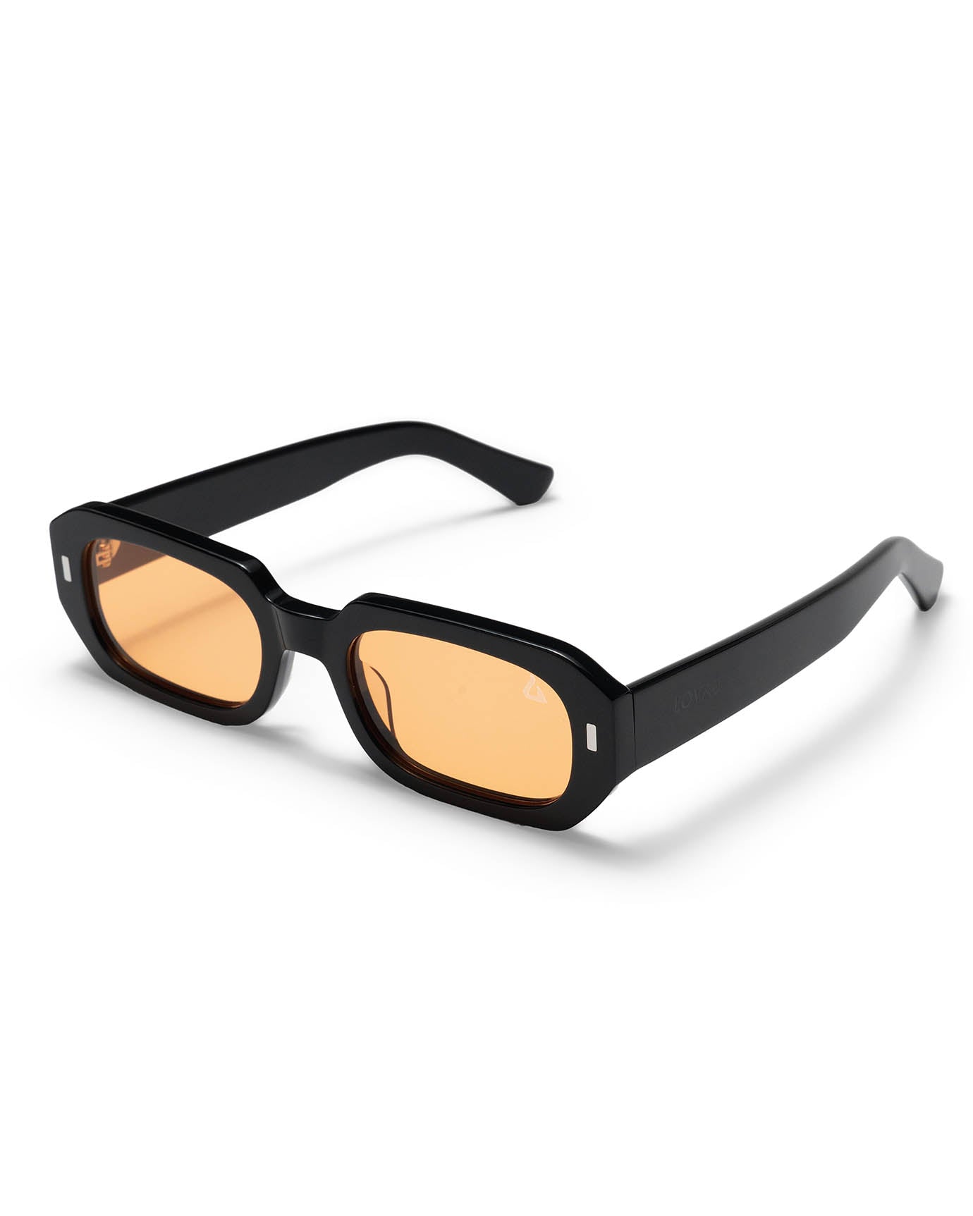 Retro Black Amber Rectangular Sunglasses