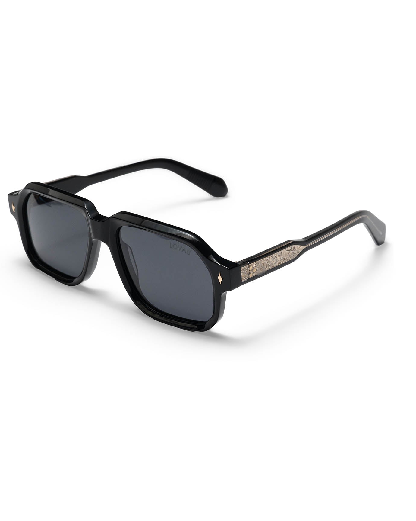 Black Square High-End Sunglasses with Gold Accents