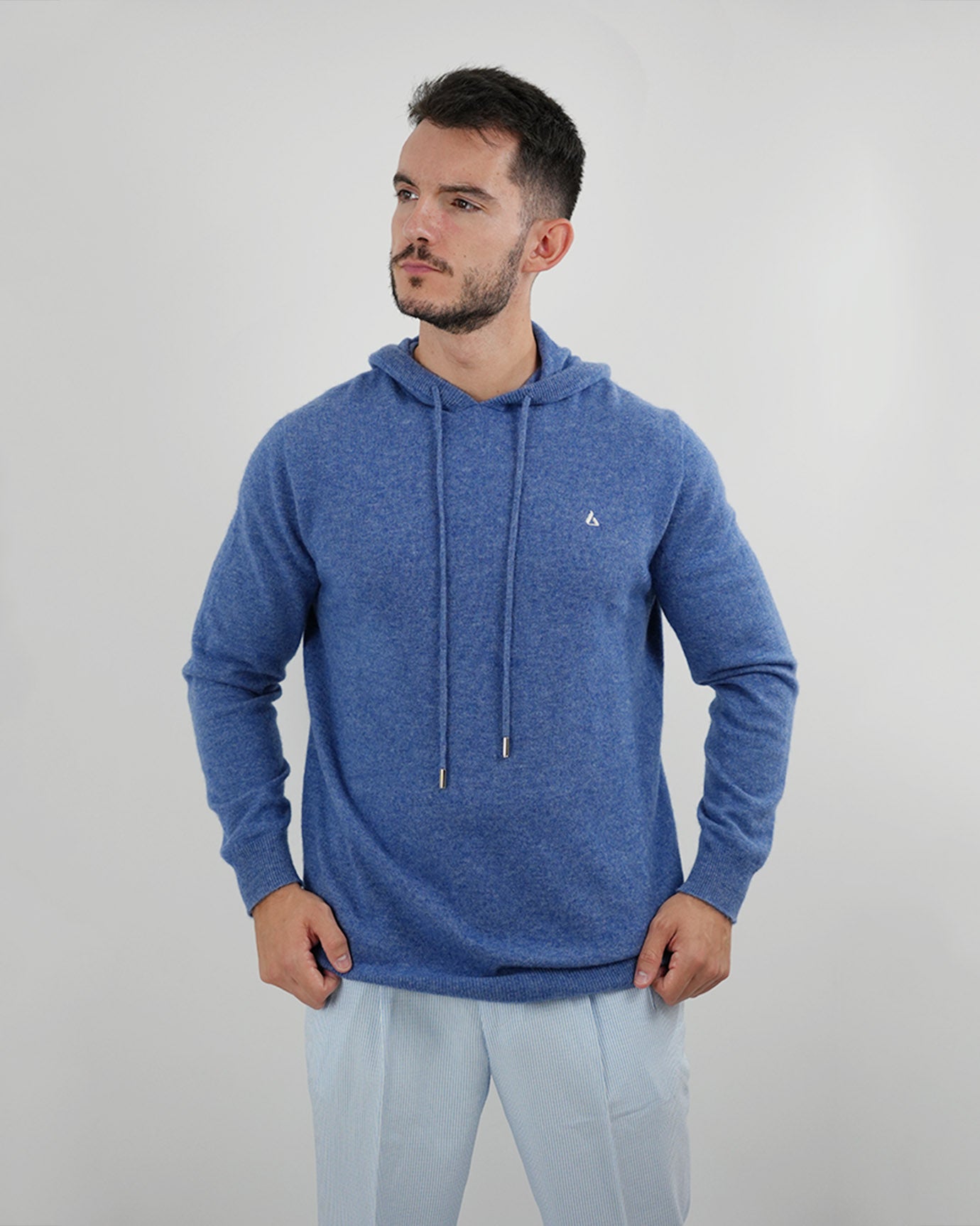 Model wearing Lovau x Cashmere Hoodie styled for comfortable yet stylish everyday wear