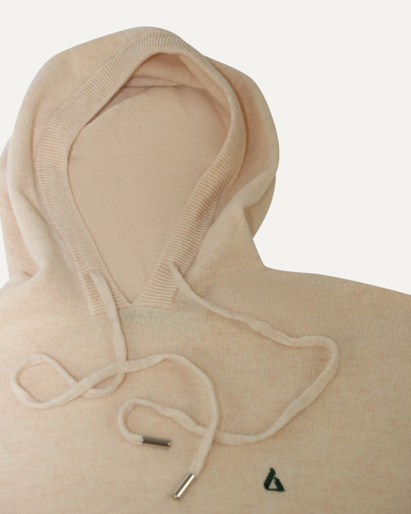 Hood and drawstring detail of beige Classy hoodie