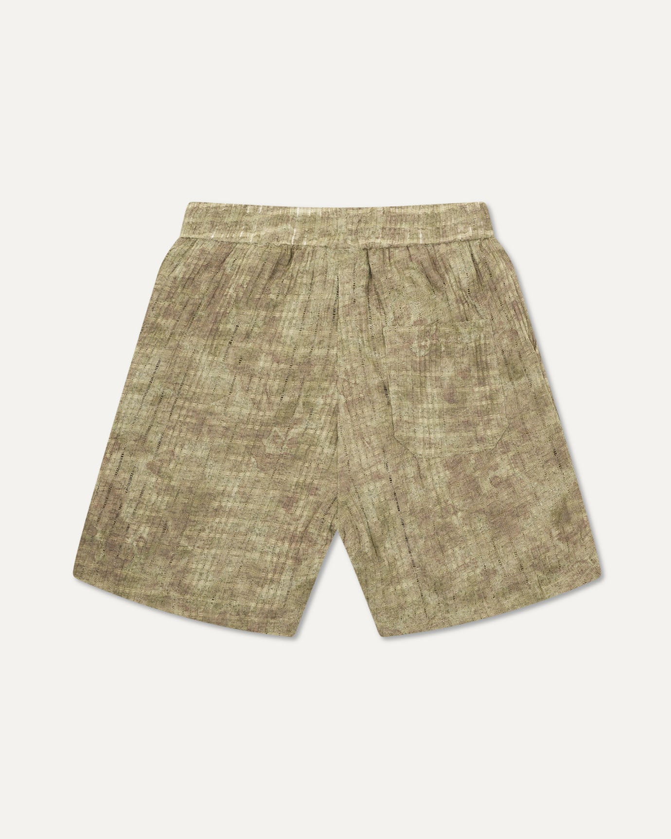 Back detail with welt pockets on green Differ Limited Edition shorts
