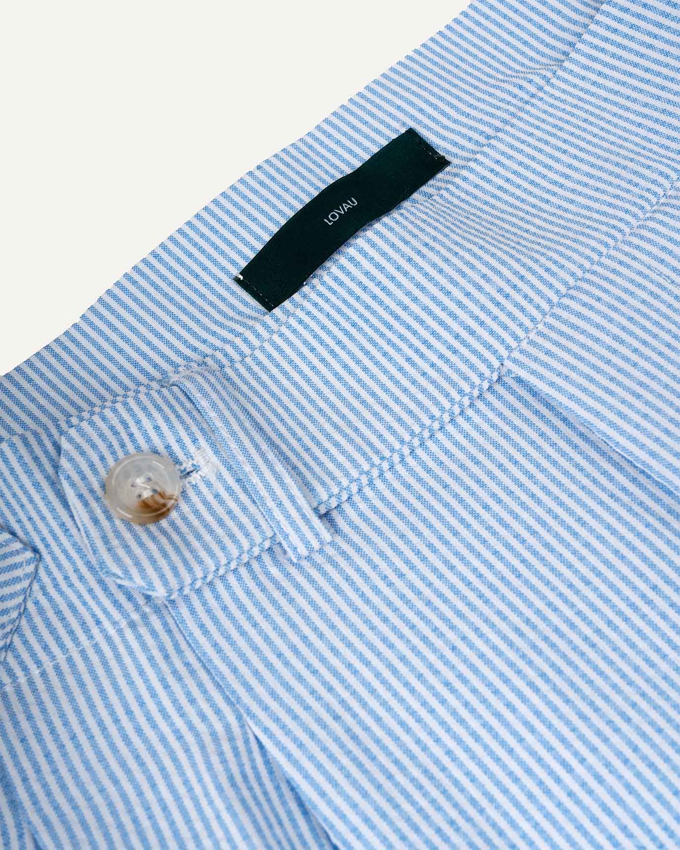 Trendy summer shorts with blue stripes, made from premium Italian fabric